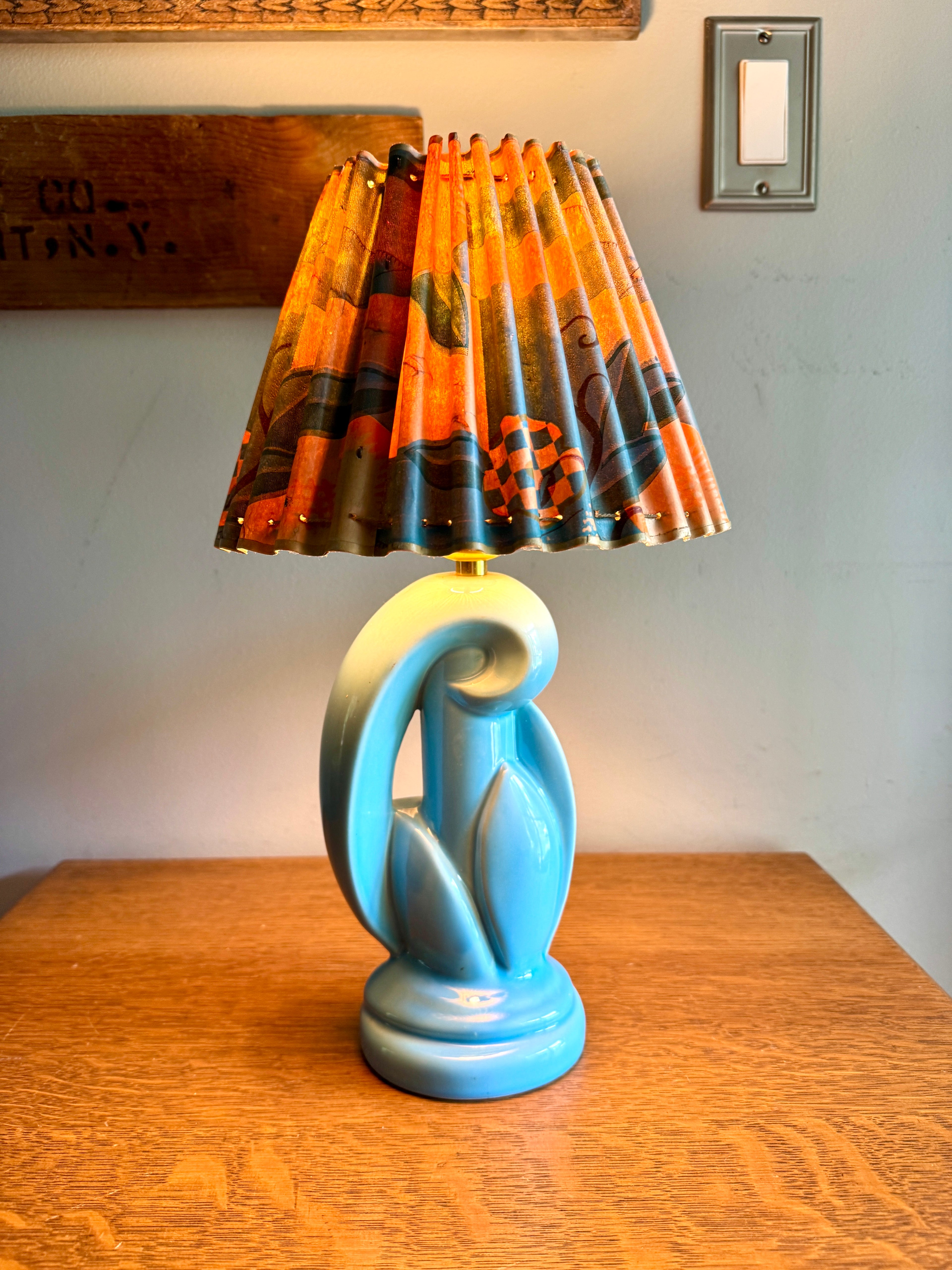 Mid Century Sculptural Abstract Turquoise Ceramic Table Lamp ~ MCM Ceramic Lamp