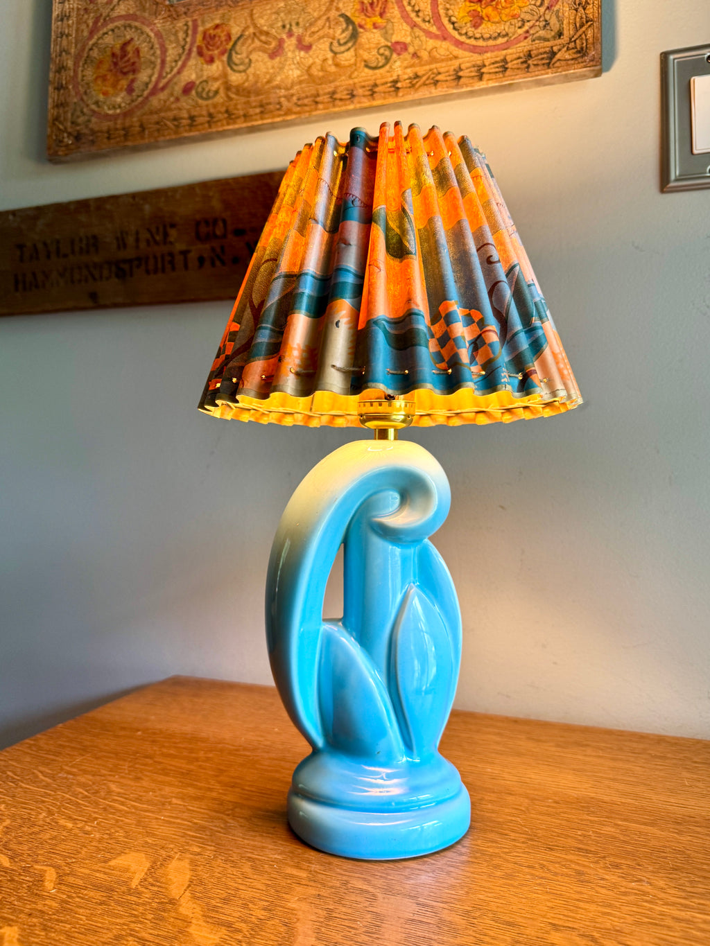 Mid Century Sculptural Abstract Turquoise Ceramic Table Lamp ~ MCM Ceramic Lamp