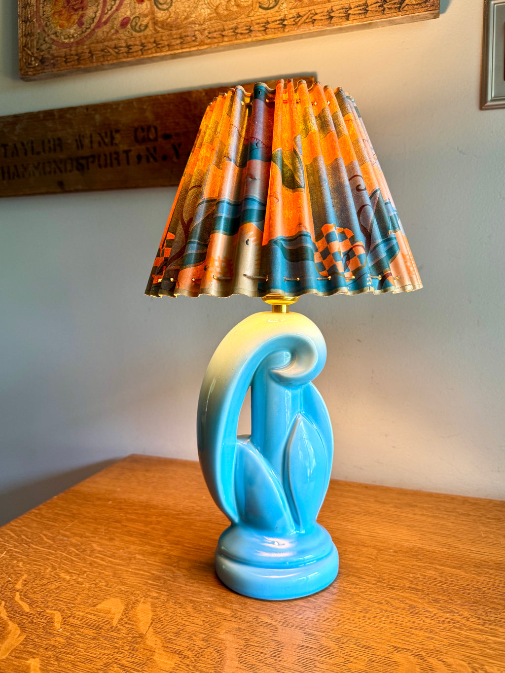 Mid Century Sculptural Abstract Turquoise Ceramic Table Lamp ~ MCM Ceramic Lamp