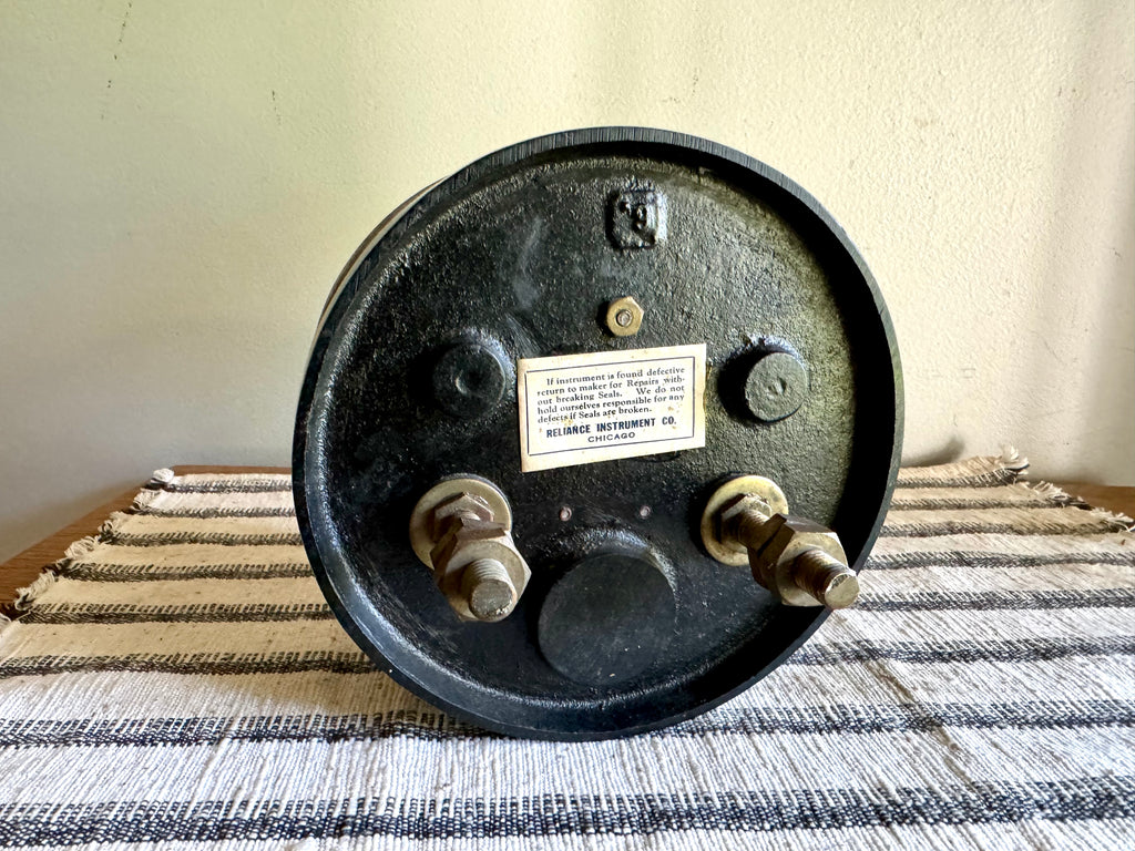 Antique Reliance Instrument Co. Amp Meter | Reliance Type W Ampere Gauge | Reliance Instrument Co. Factory Gauge | Large Round AMP Gauge