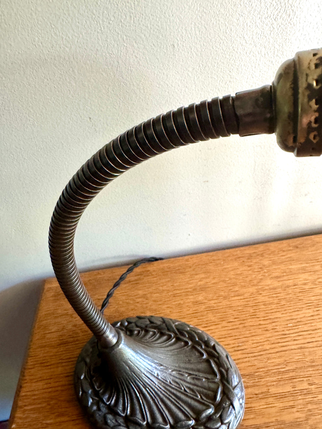Vintage Raw Metal Goose Neck Lamp | Industrial Adjustable Desk Lamp | Distressed Cast Iron Desk Lamp | Distressed Metal Desk Lamp | Rustic Desk Lamp (Copy)