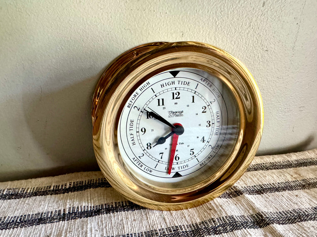 Vintage Weems and Plath Tide Clock | Weems & Plath Time and Tide Clock | Brass Nautical Tide Clock | West German Brass Round Tide Clock