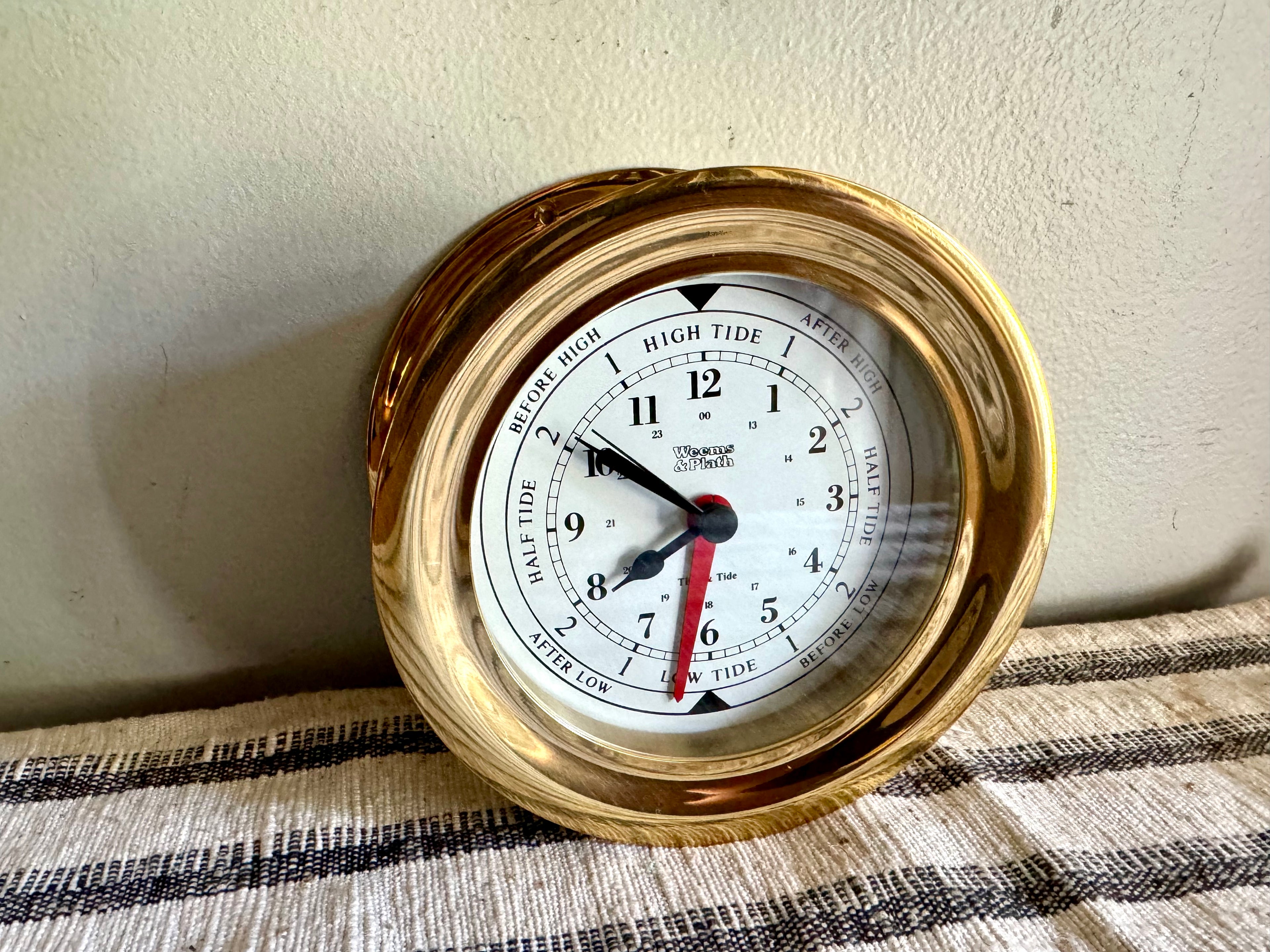 Vintage Weems and Plath Tide Clock | Weems & Plath Time and Tide Clock | Brass Nautical Tide Clock | West German Brass Round Tide Clock