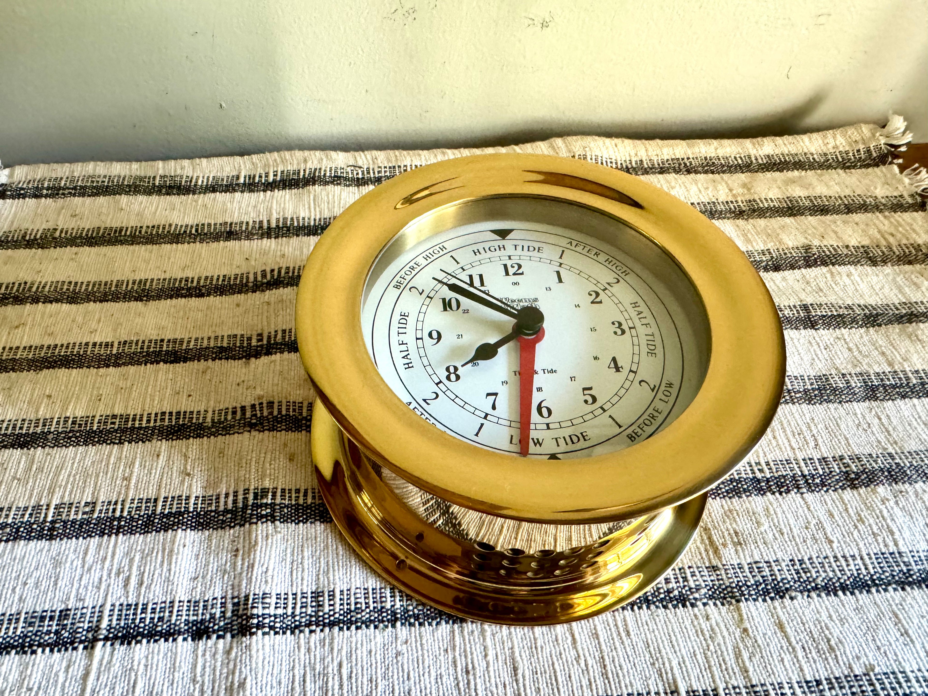 Vintage Weems and Plath Tide Clock | Weems & Plath Time and Tide Clock | Brass Nautical Tide Clock | West German Brass Round Tide Clock