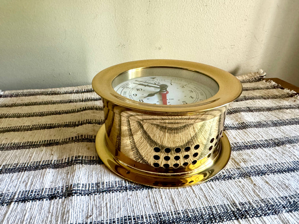 Vintage Weems and Plath Tide Clock | Weems & Plath Time and Tide Clock | Brass Nautical Tide Clock | West German Brass Round Tide Clock