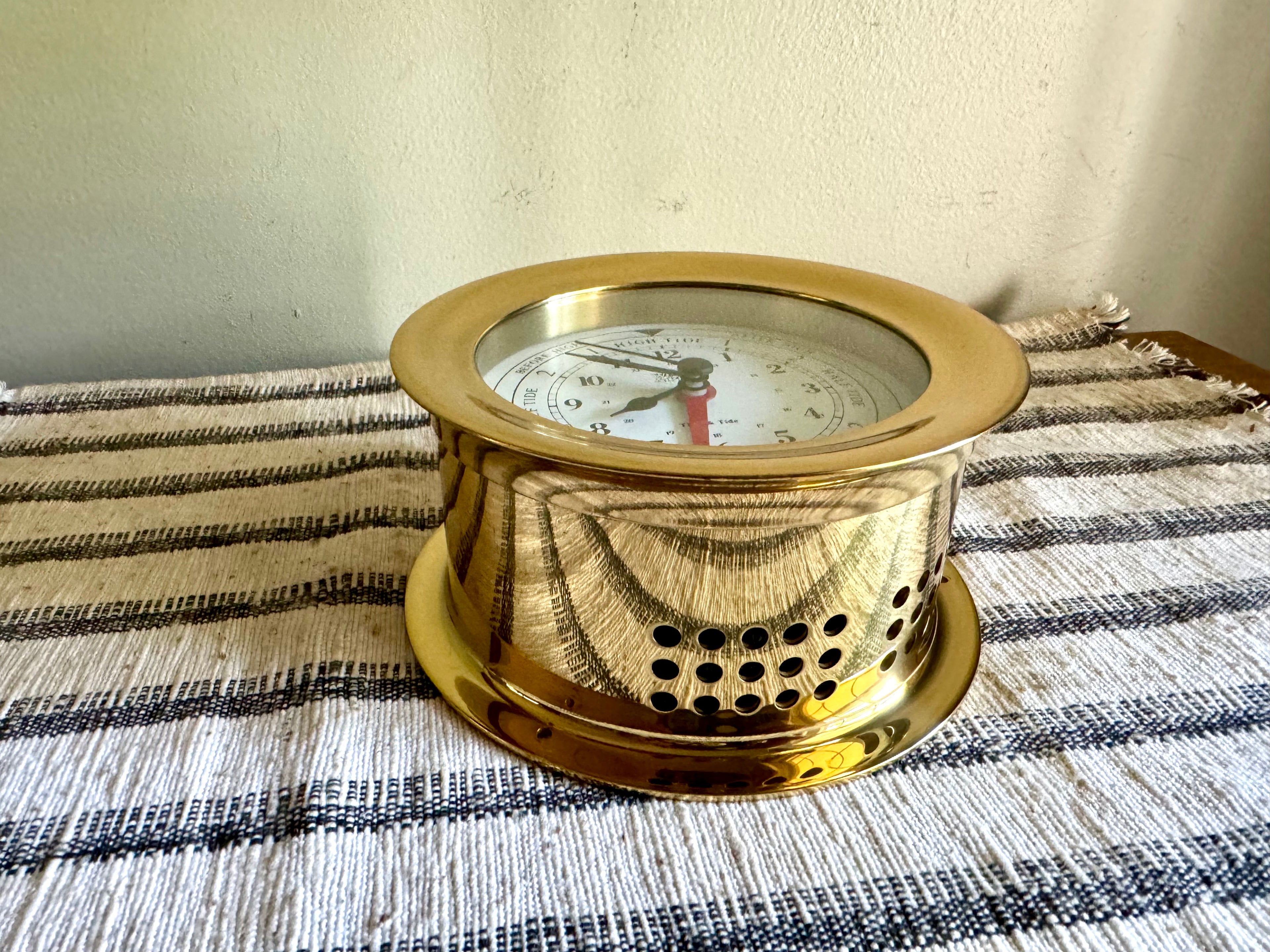 Vintage Weems and Plath Tide Clock | Weems & Plath Time and Tide Clock | Brass Nautical Tide Clock | West German Brass Round Tide Clock