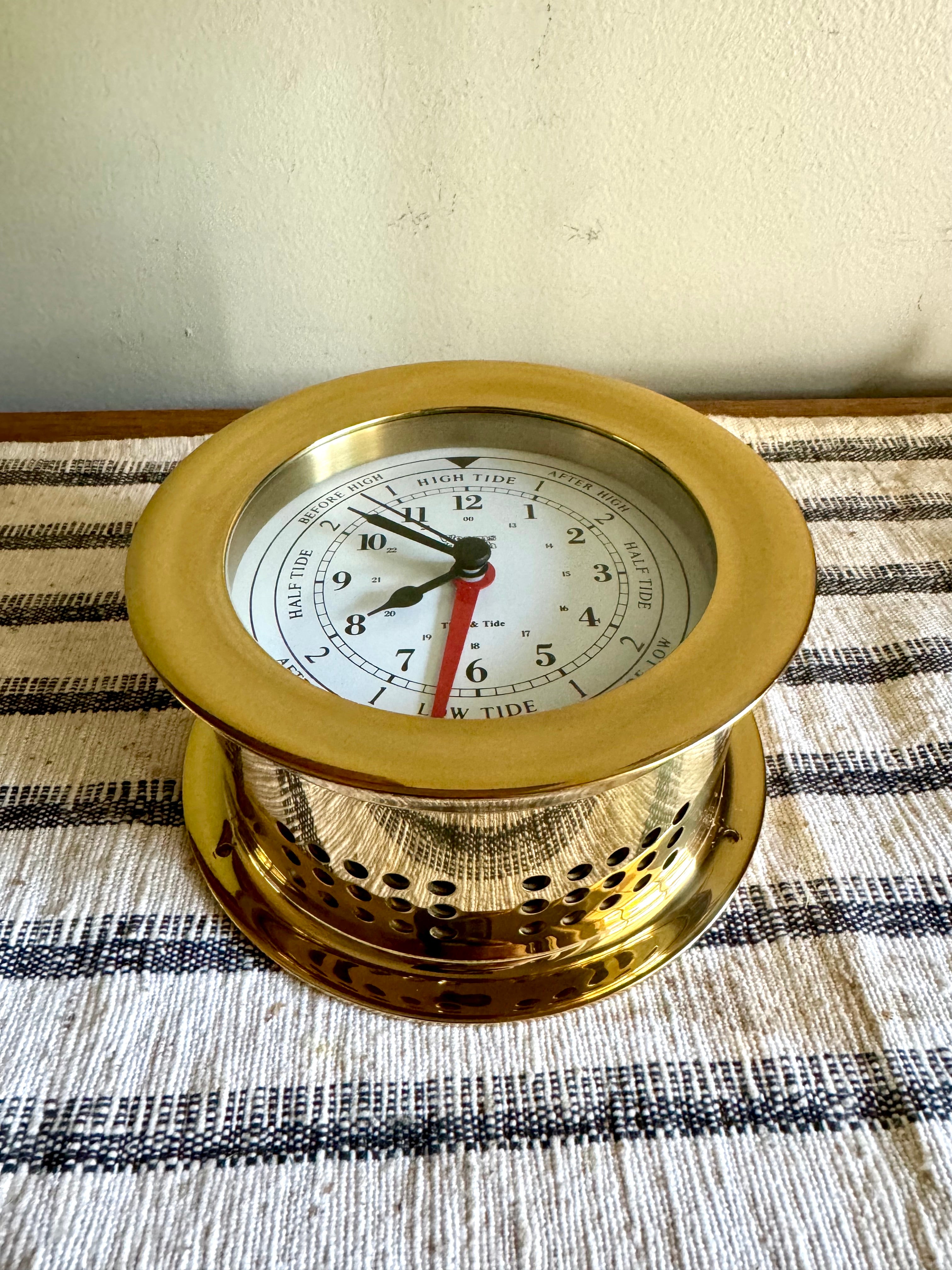 Vintage Weems and Plath Tide Clock | Weems & Plath Time and Tide Clock | Brass Nautical Tide Clock | West German Brass Round Tide Clock