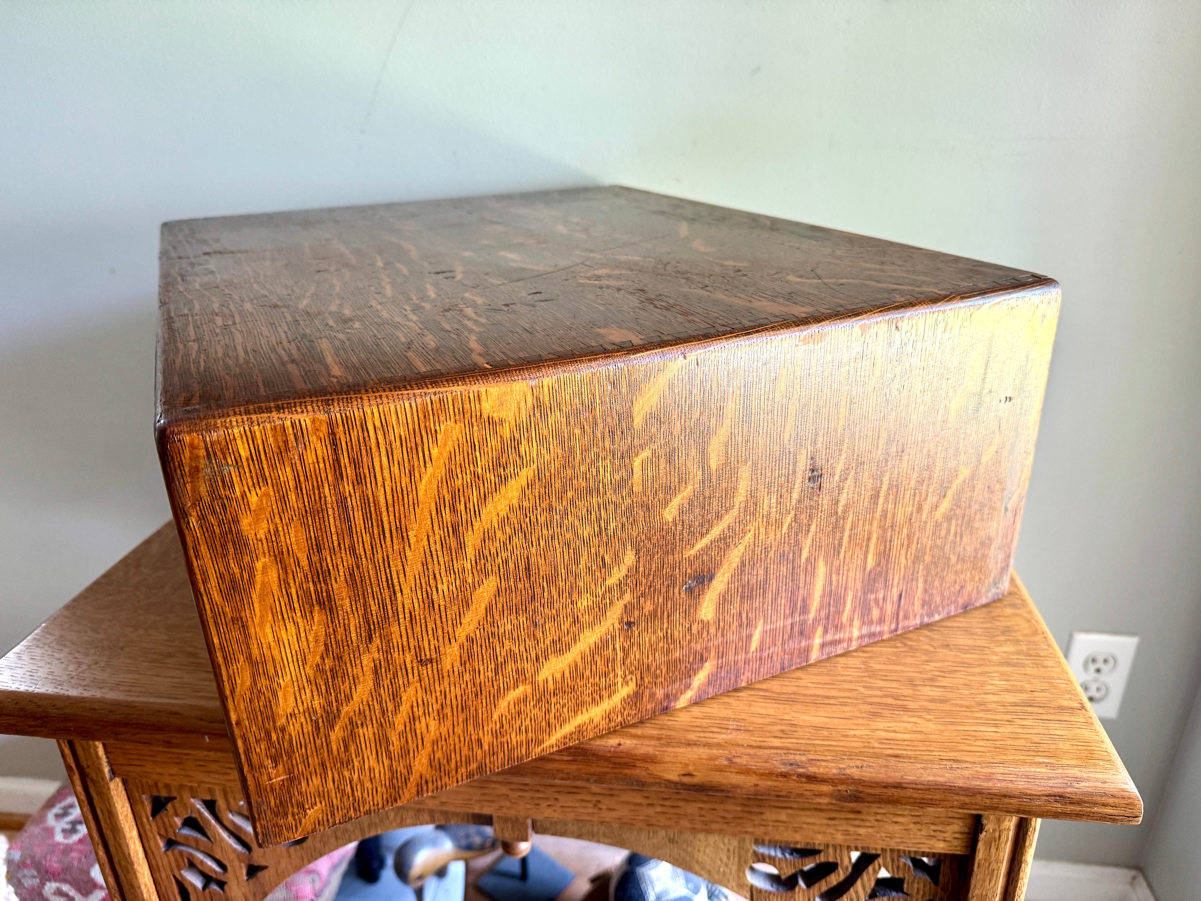 Antique Yawman & Erbe Two Drawer Tiger Oak Card Catalog ~ Dovetailed Wood Card Catalog