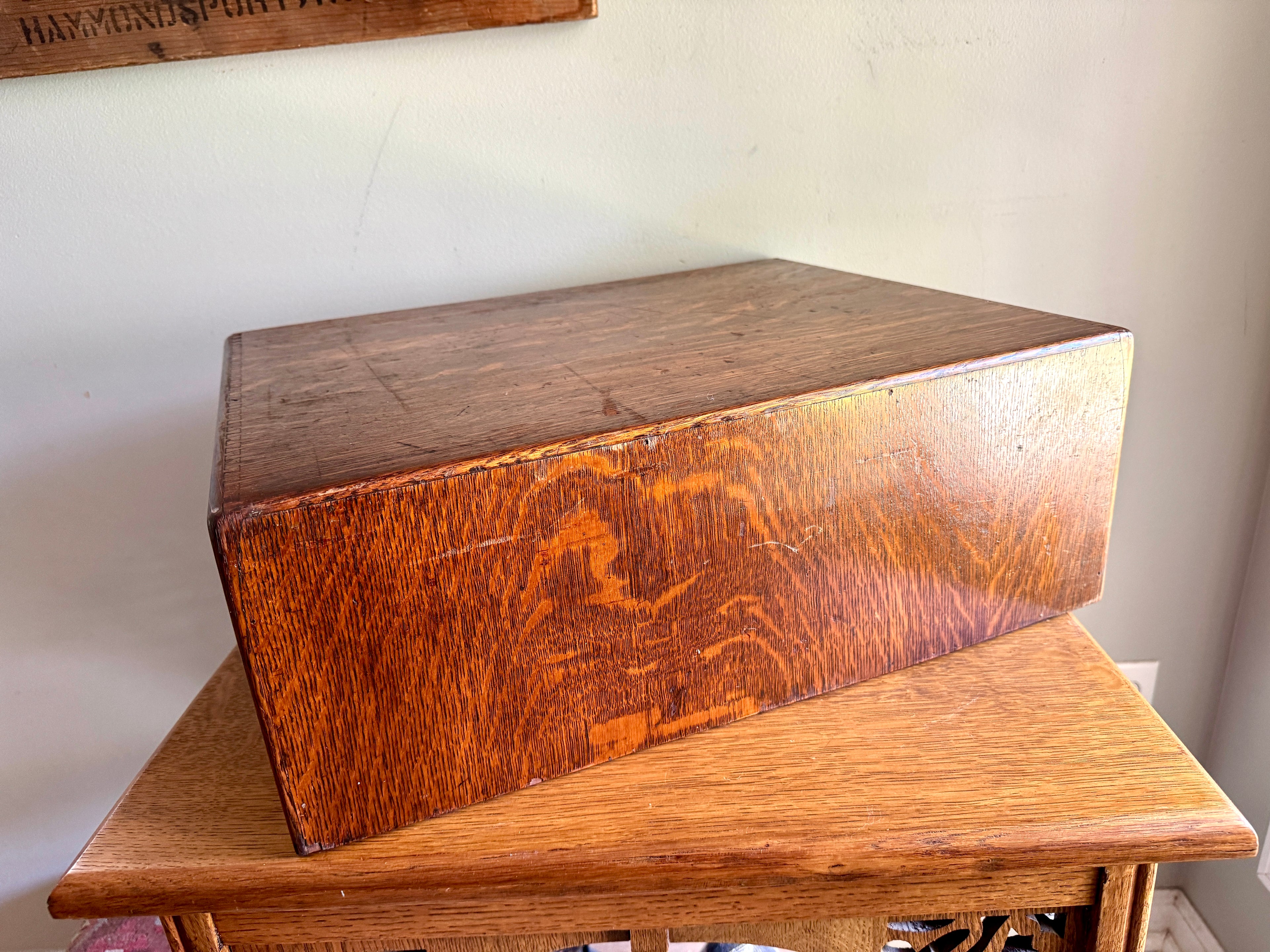 Antique Yawman & Erbe Two Drawer Tiger Oak Card Catalog ~ Dovetailed Wood Card Catalog