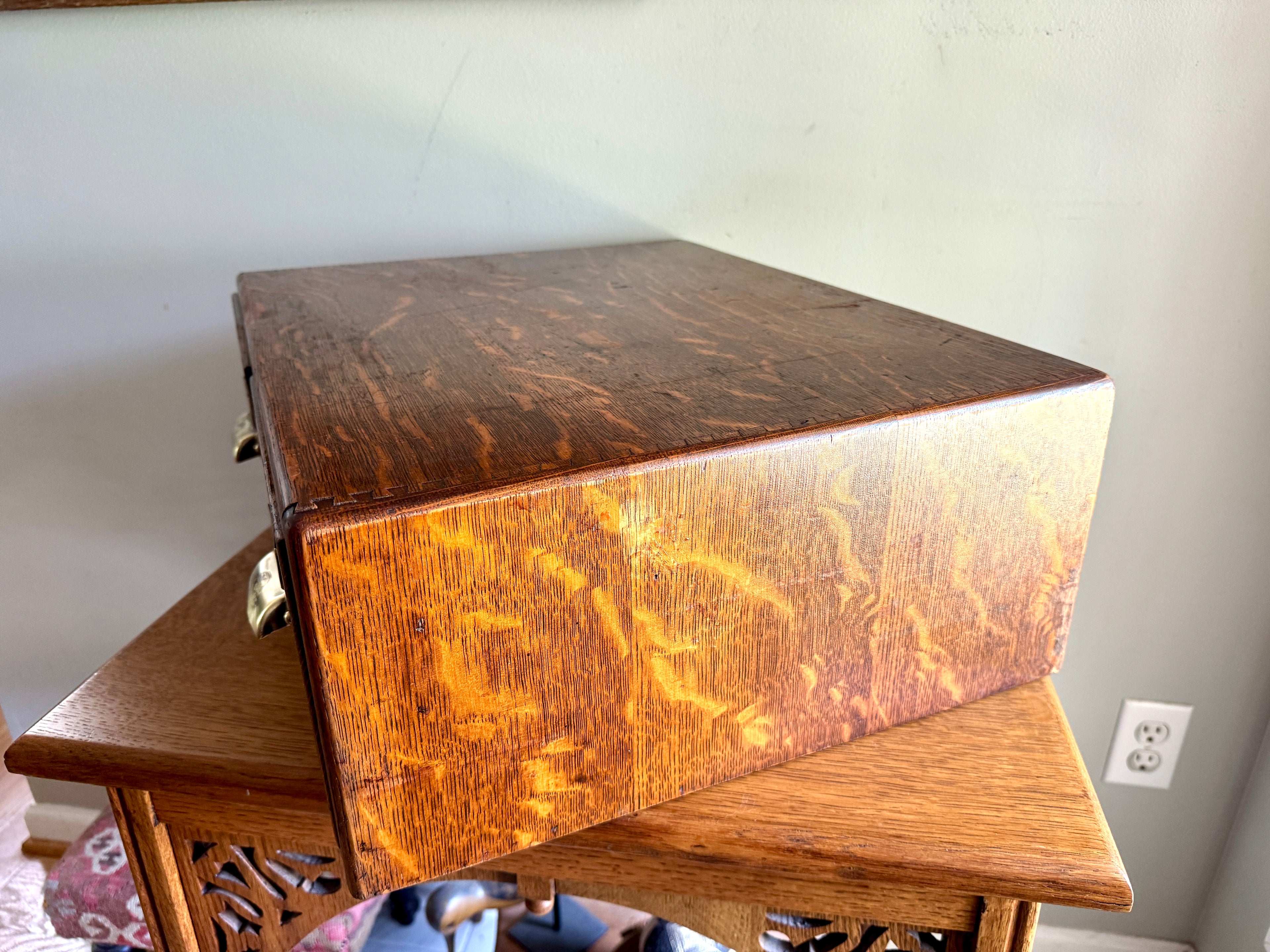 Antique Yawman & Erbe Two Drawer Tiger Oak Card Catalog ~ Dovetailed Wood Card Catalog