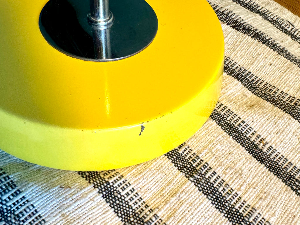 Yellow MCM Robert Sonneman Style Articulating Chrome Orb Lamp | R. Sonneman Adjustable Mid Century Modernist Table Lamp | MCM Eyeball Lamp