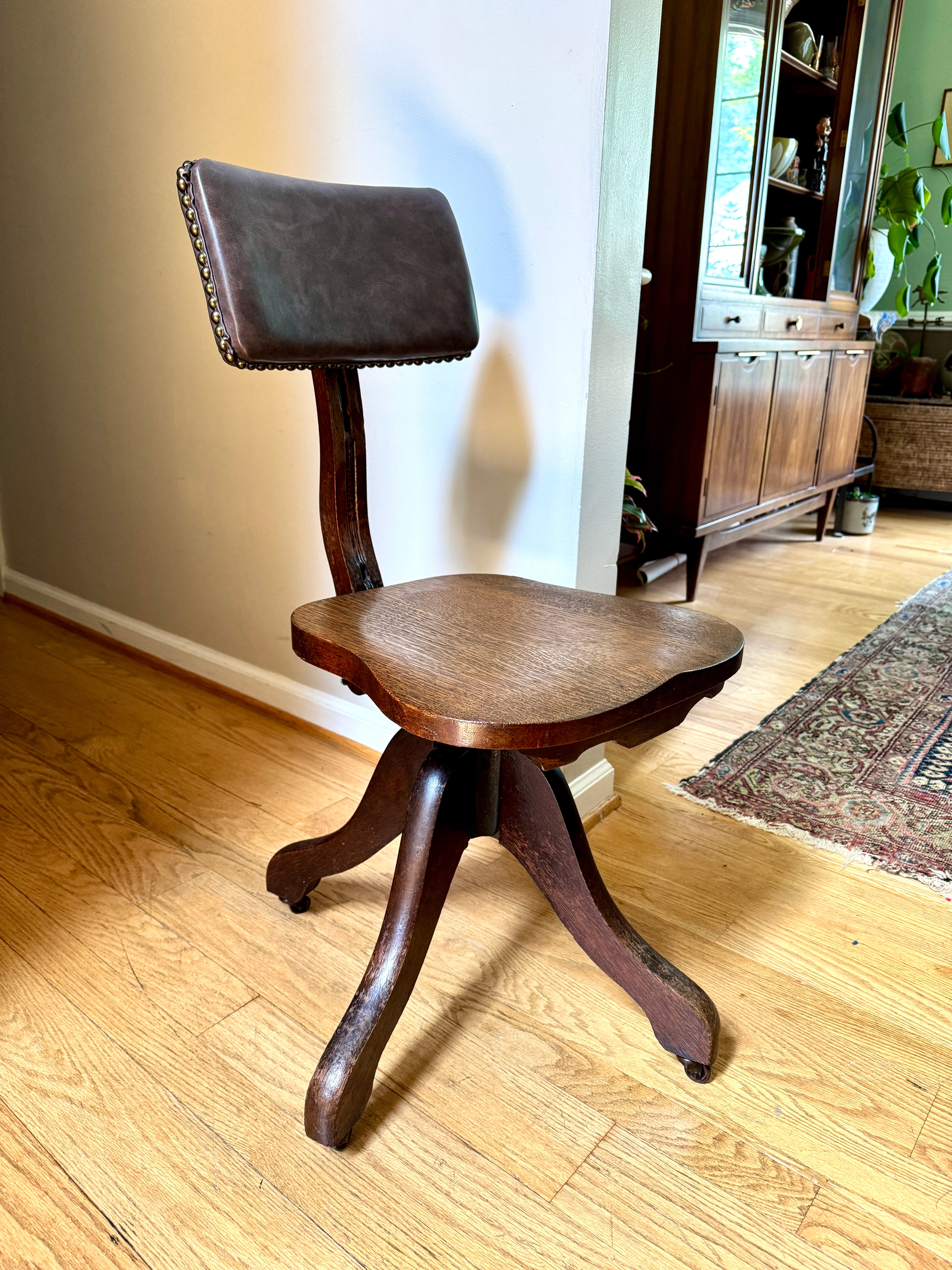Antique Cook Quality Oak Desk Chair ~ Oak Swivel Desk Chair