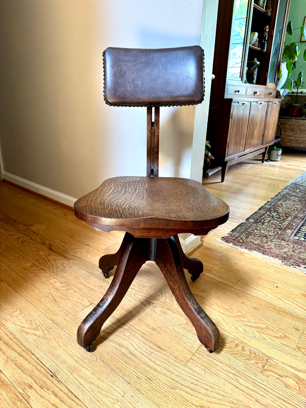 Antique Cook Quality Oak Desk Chair ~ Oak Swivel Desk Chair