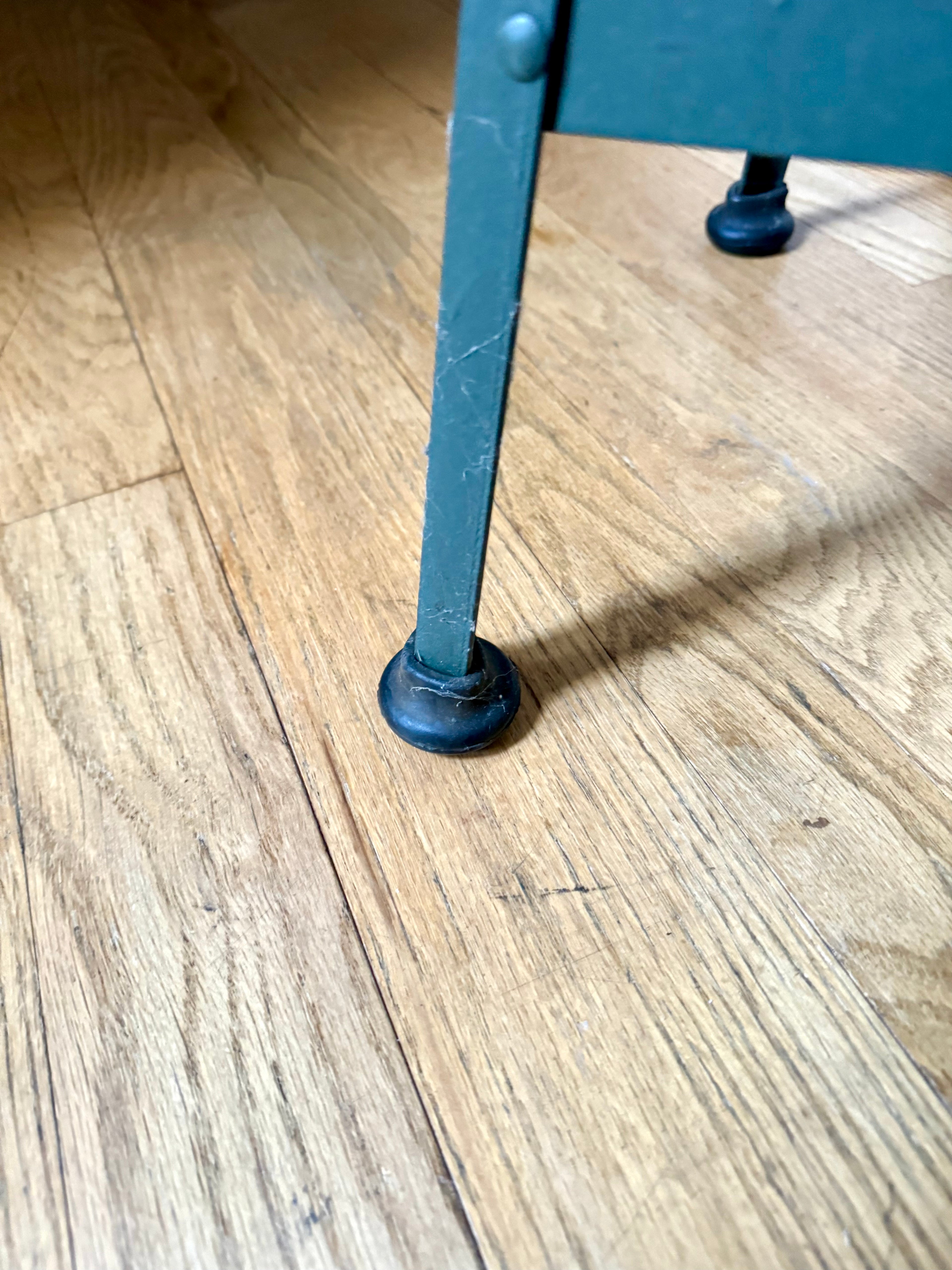 Industrial Pollard Brothers Metal Drafting Chair | Factory Fixed Height Metal Stool | Industrial Rustic Metal Chair | Round Wood Seat Stool