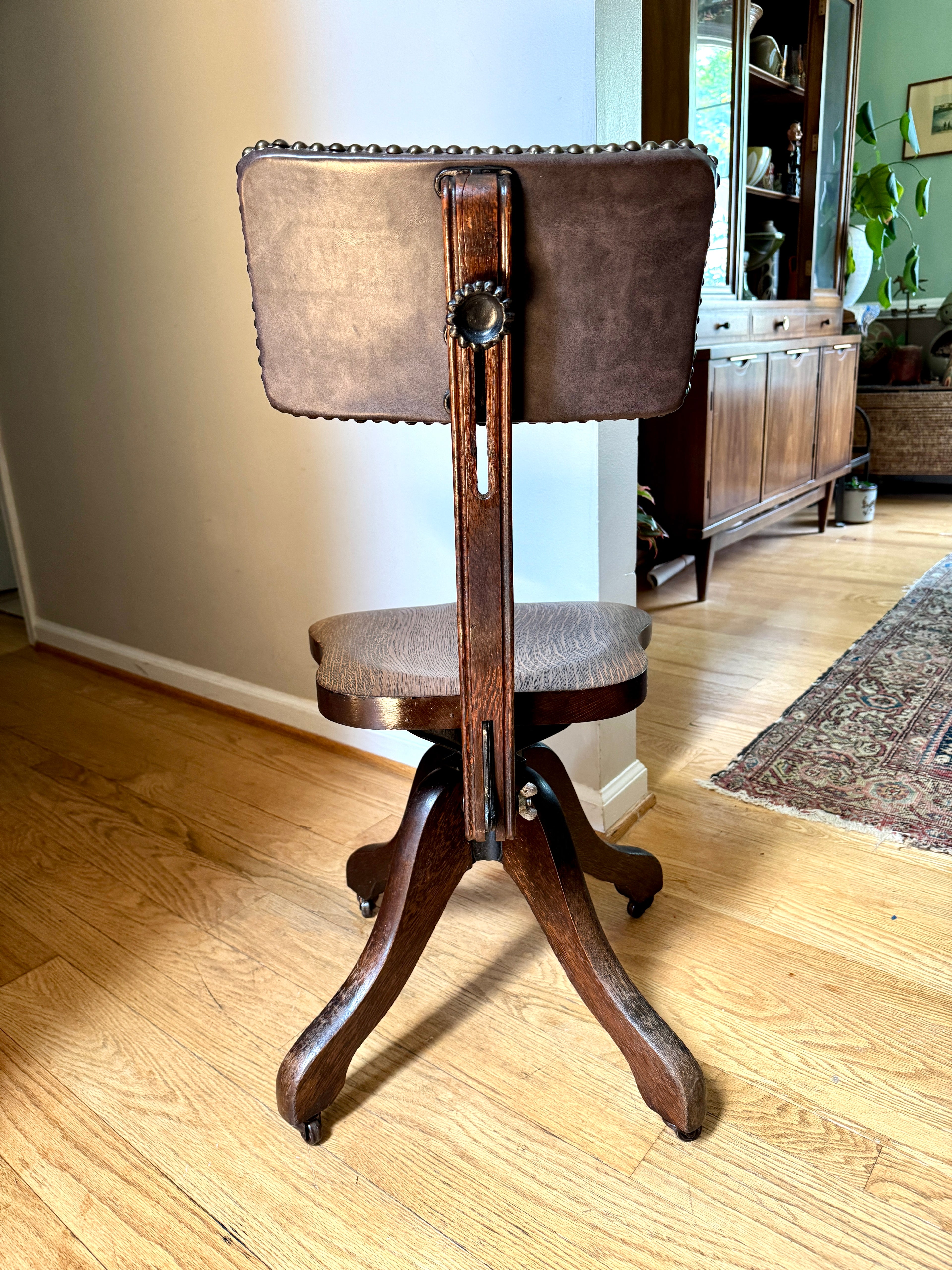Antique Cook Quality Oak Desk Chair ~ Oak Swivel Desk Chair