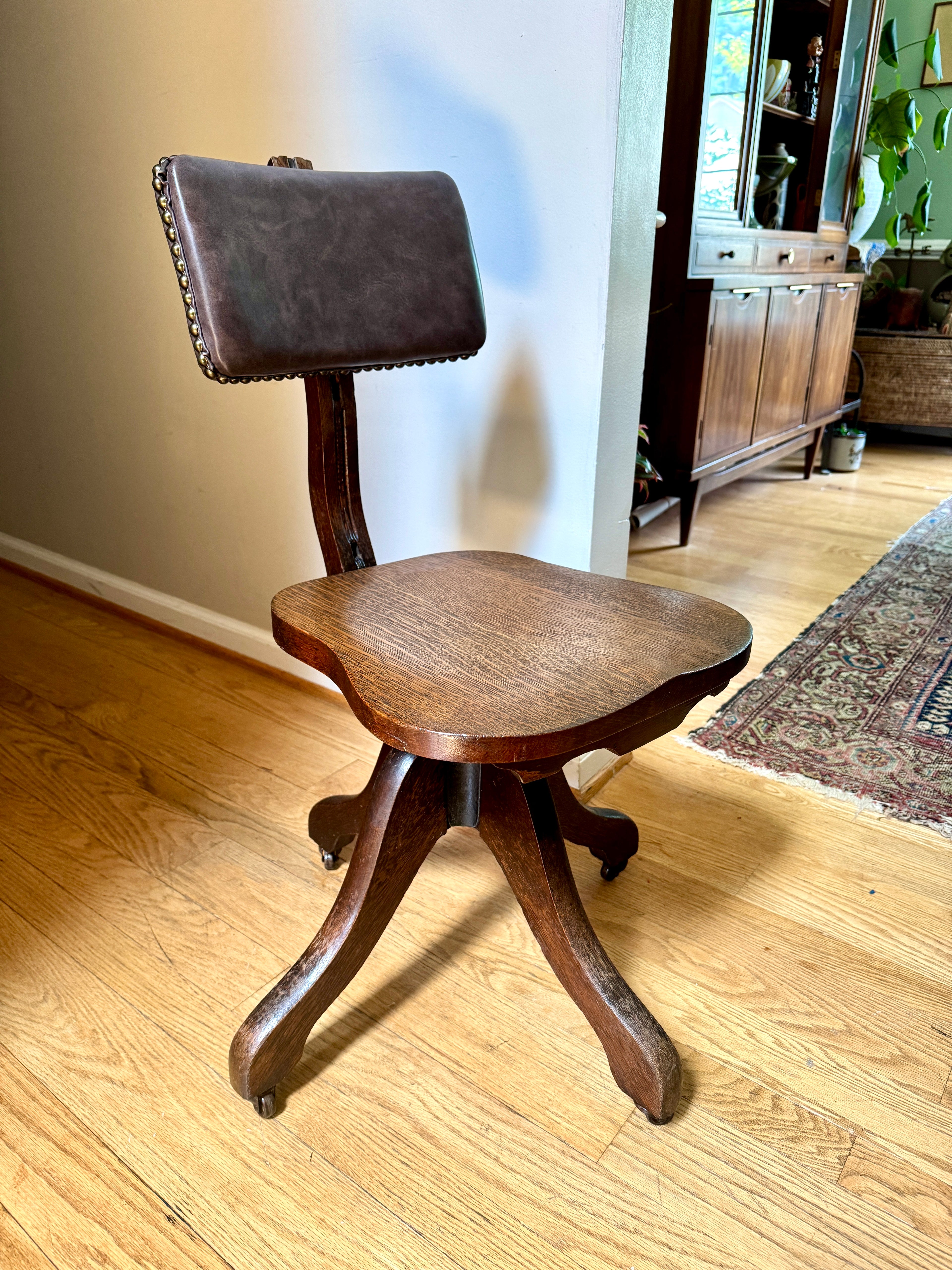 Antique Cook Quality Oak Desk Chair ~ Oak Swivel Desk Chair