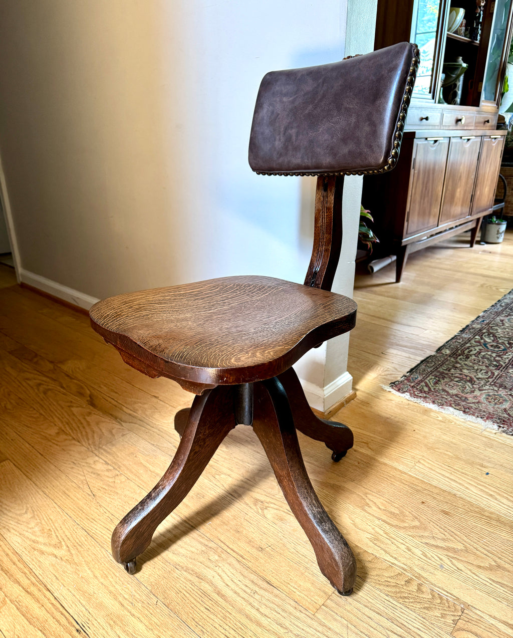 Antique Cook Quality Oak Desk Chair ~ Oak Swivel Desk Chair