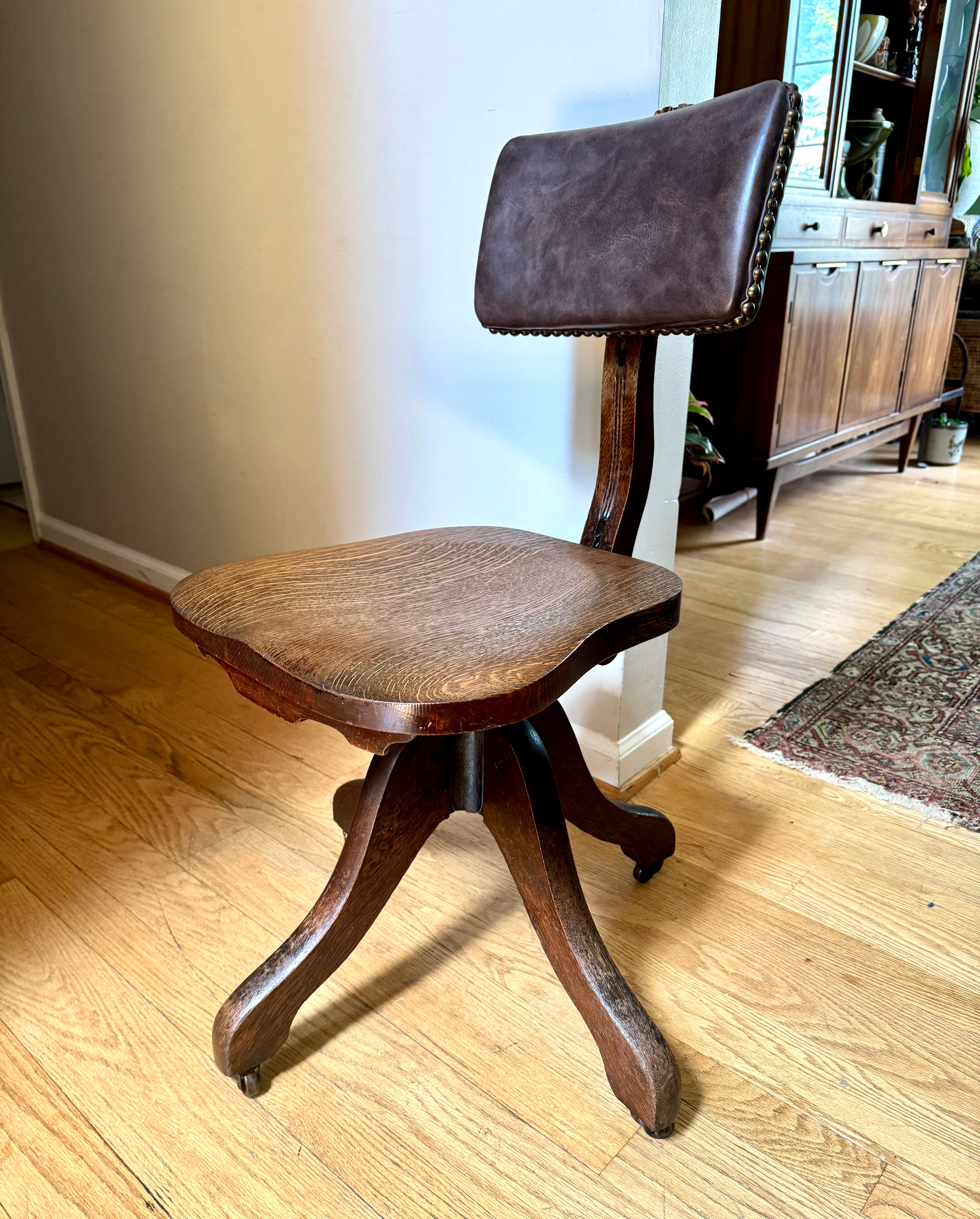 Antique Cook Quality Oak Desk Chair ~ Oak Swivel Desk Chair