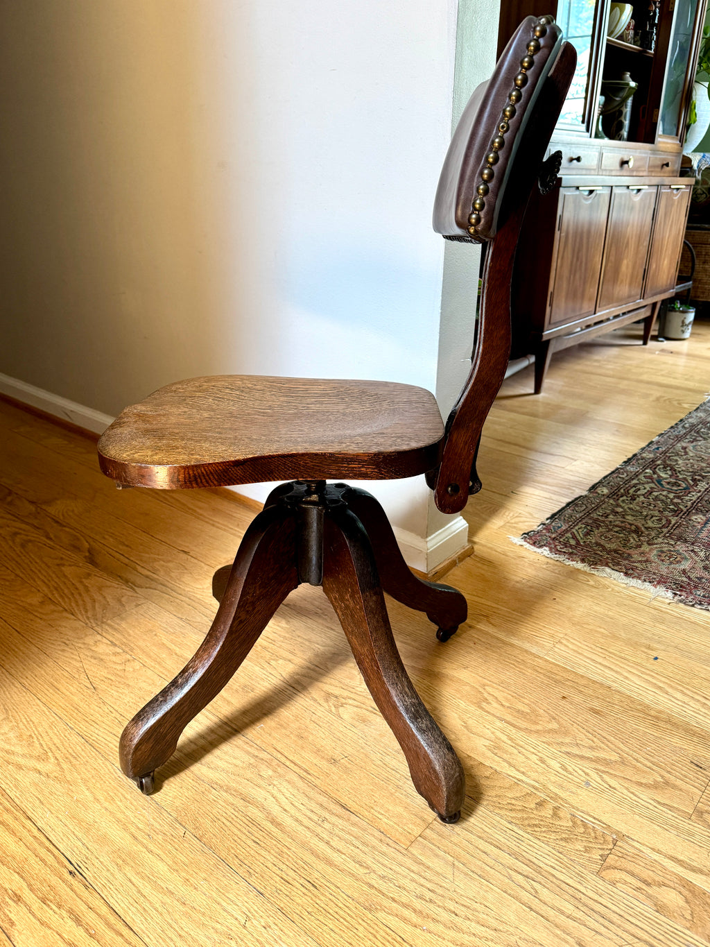 Antique Cook Quality Oak Desk Chair ~ Oak Swivel Desk Chair