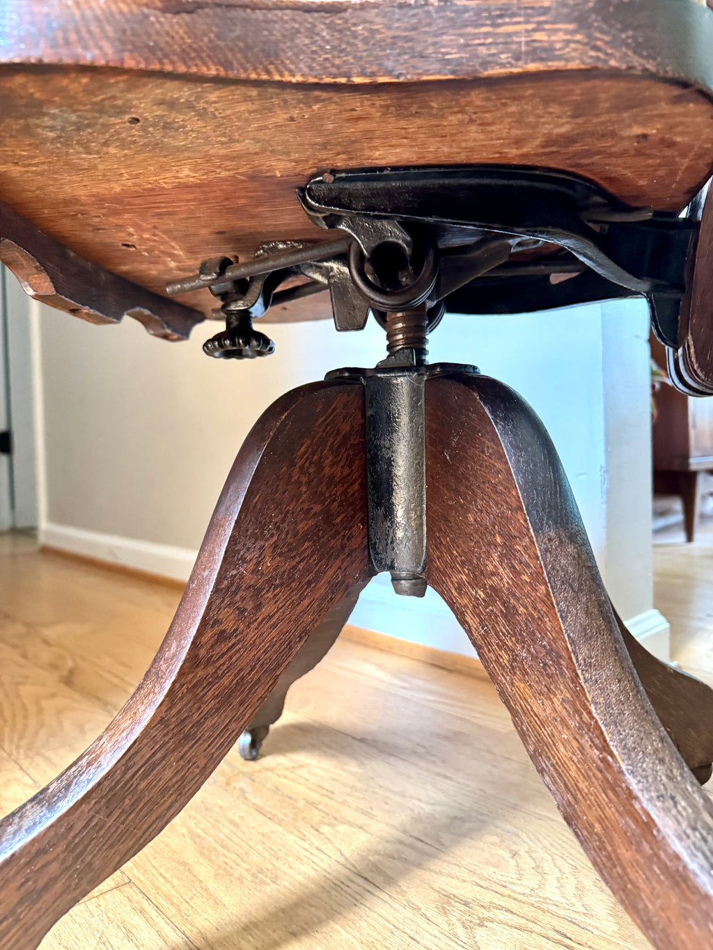 Antique Cook Quality Oak Desk Chair ~ Oak Swivel Desk Chair