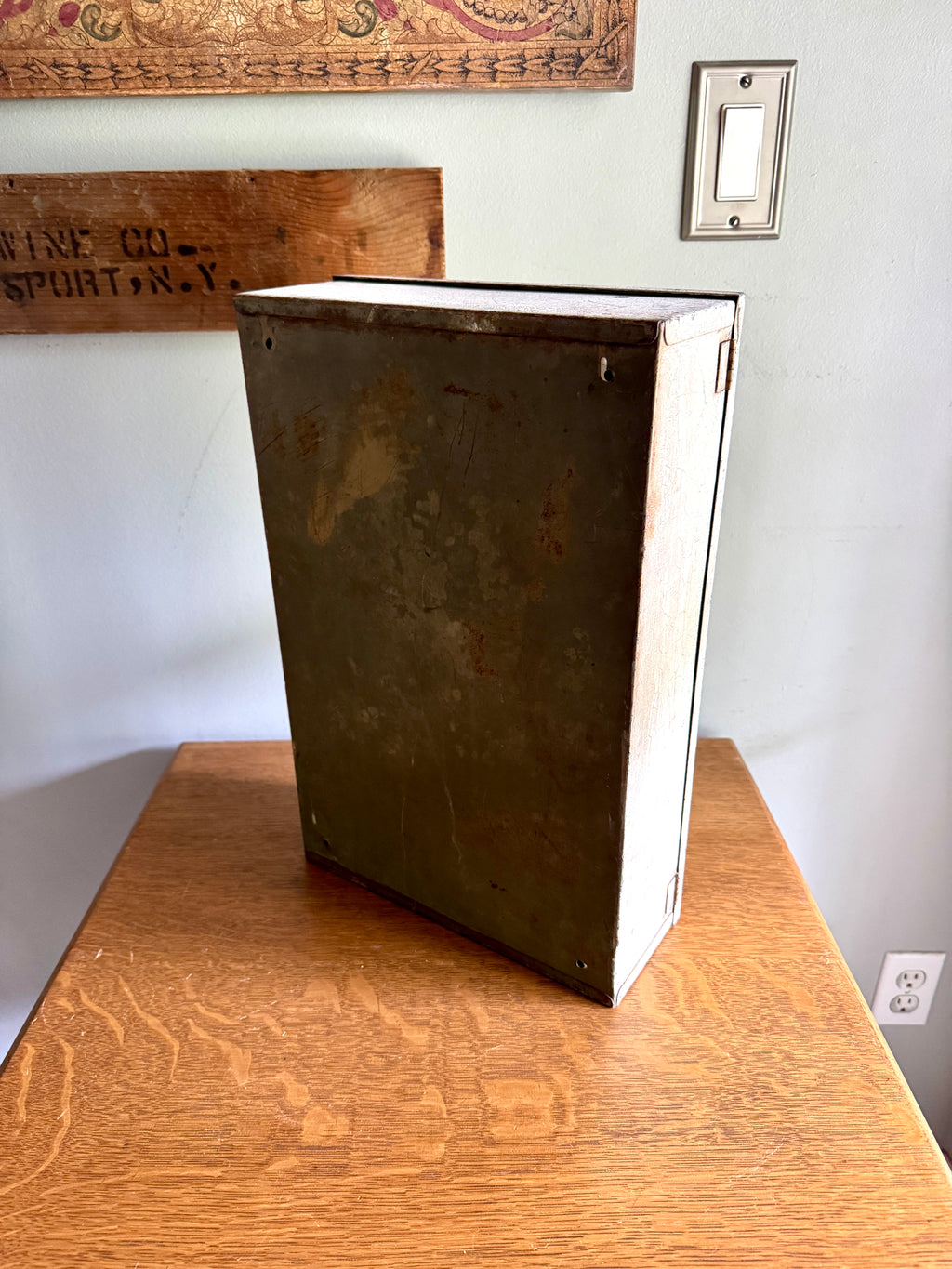 Vintage Distressed Metal Medicine Wall Cabinet ~ Small Rustic Wall Cabinet