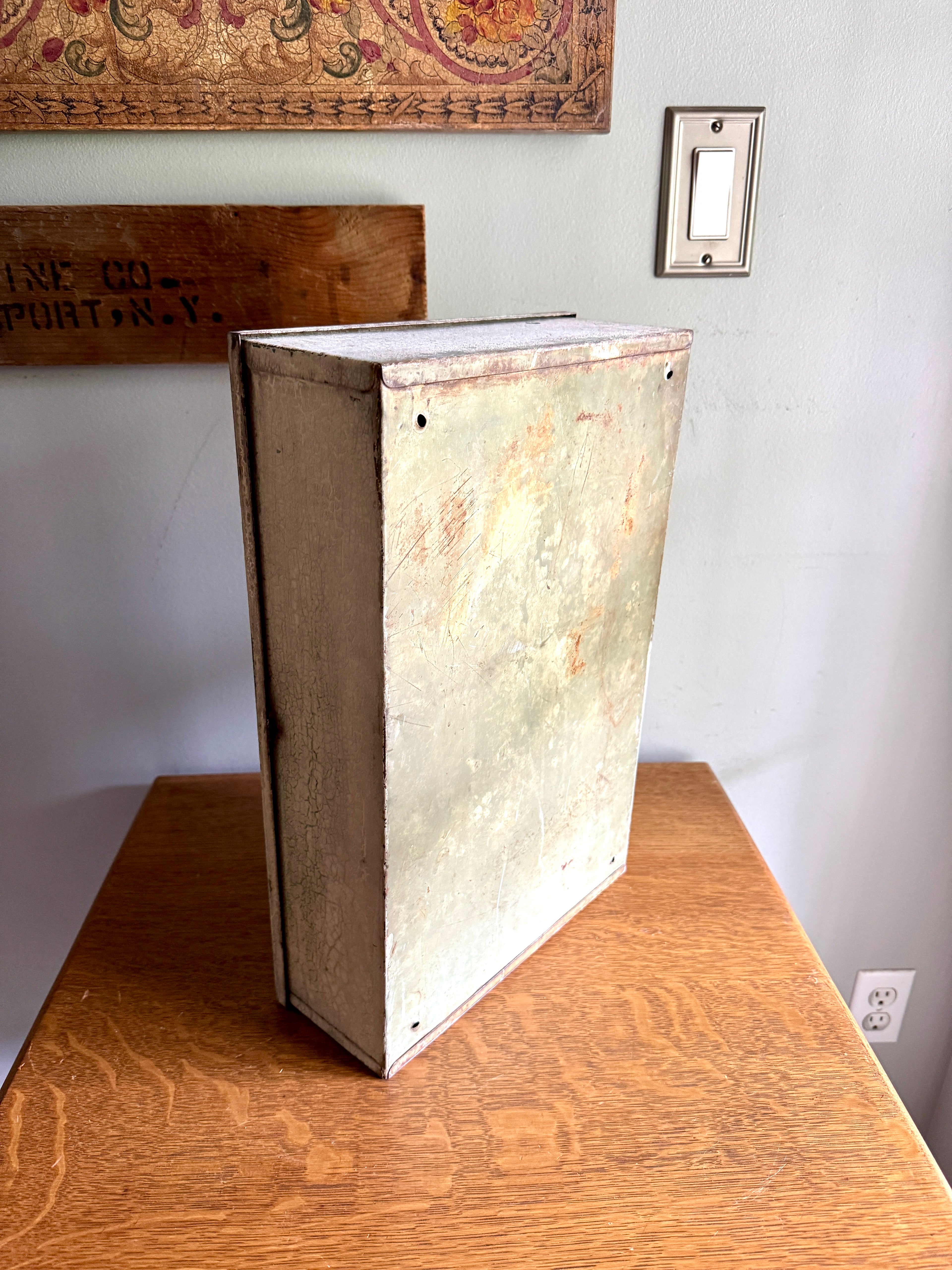 Vintage Distressed Metal Medicine Wall Cabinet ~ Small Rustic Wall Cabinet
