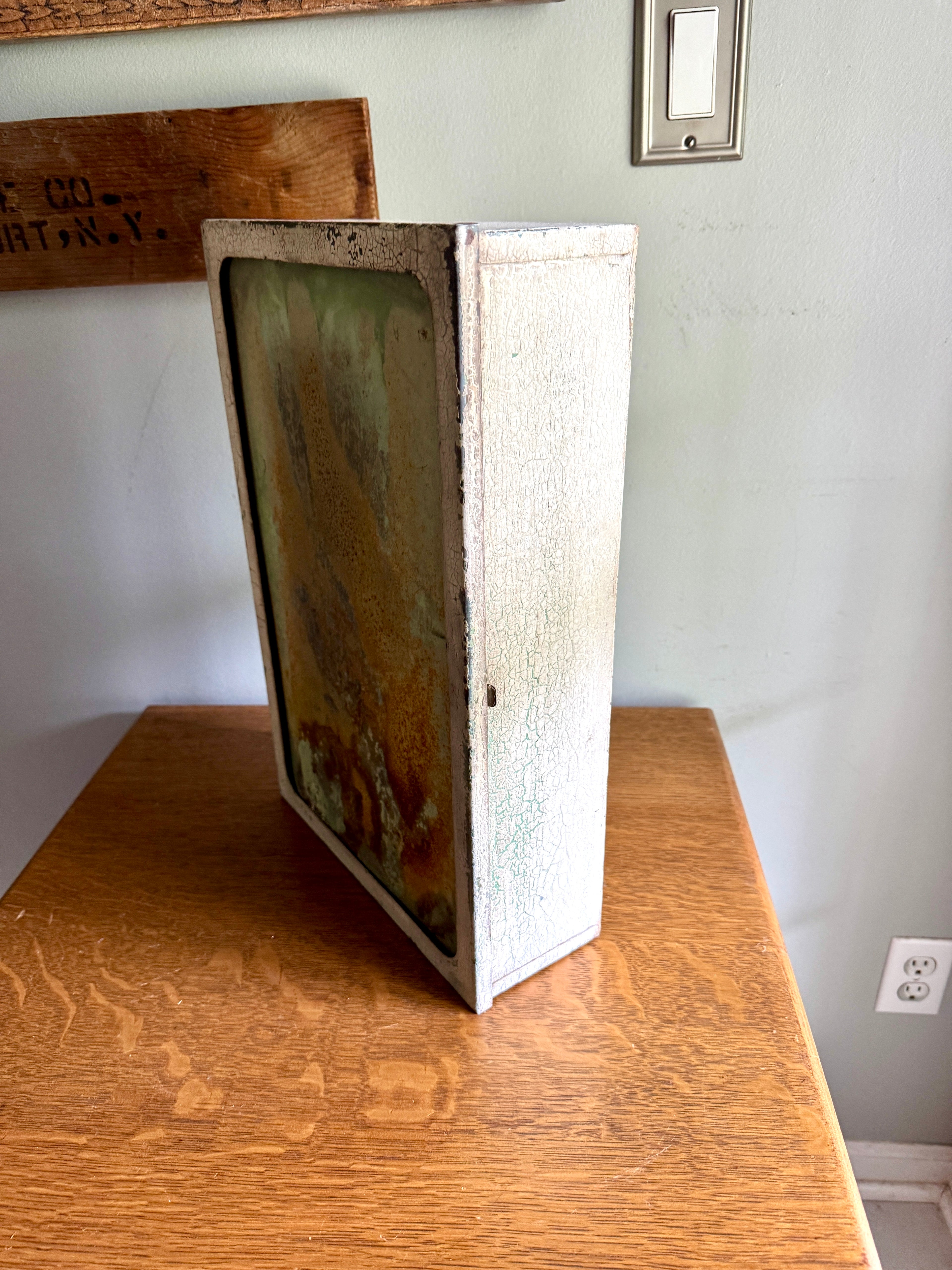 Vintage Distressed Metal Medicine Wall Cabinet ~ Small Rustic Wall Cabinet