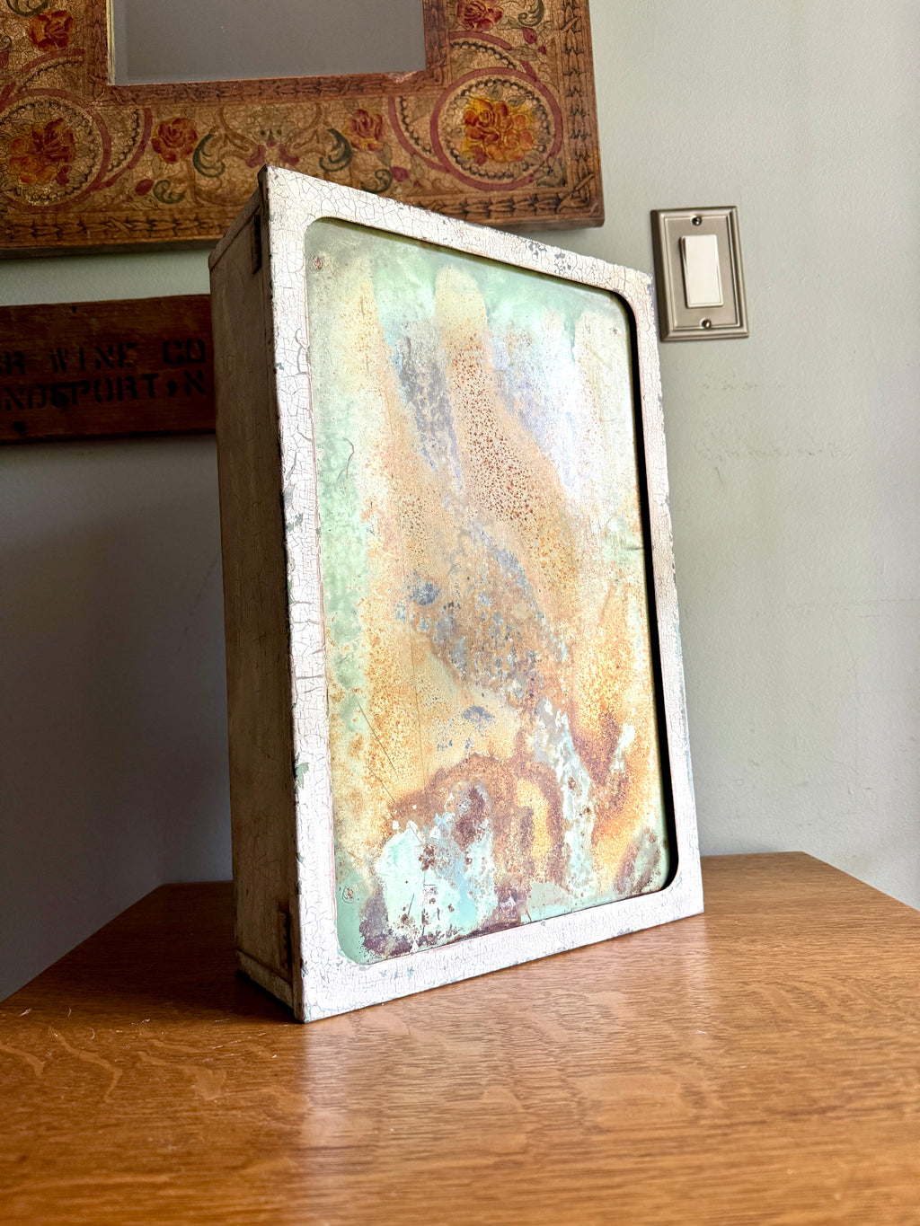 Vintage Distressed Metal Medicine Wall Cabinet ~ Small Rustic Wall Cabinet