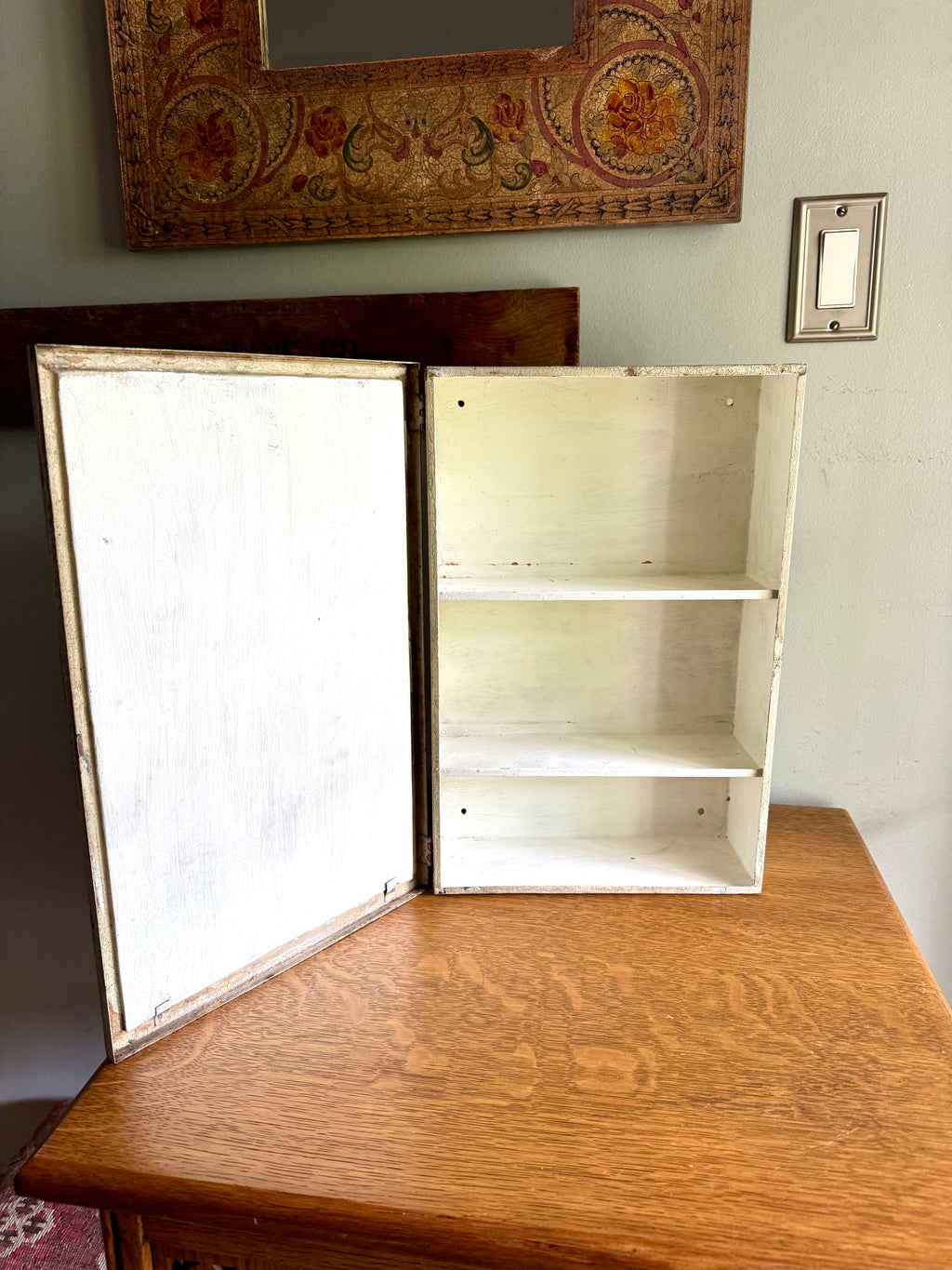 Vintage Distressed Metal Medicine Wall Cabinet ~ Small Rustic Wall Cabinet