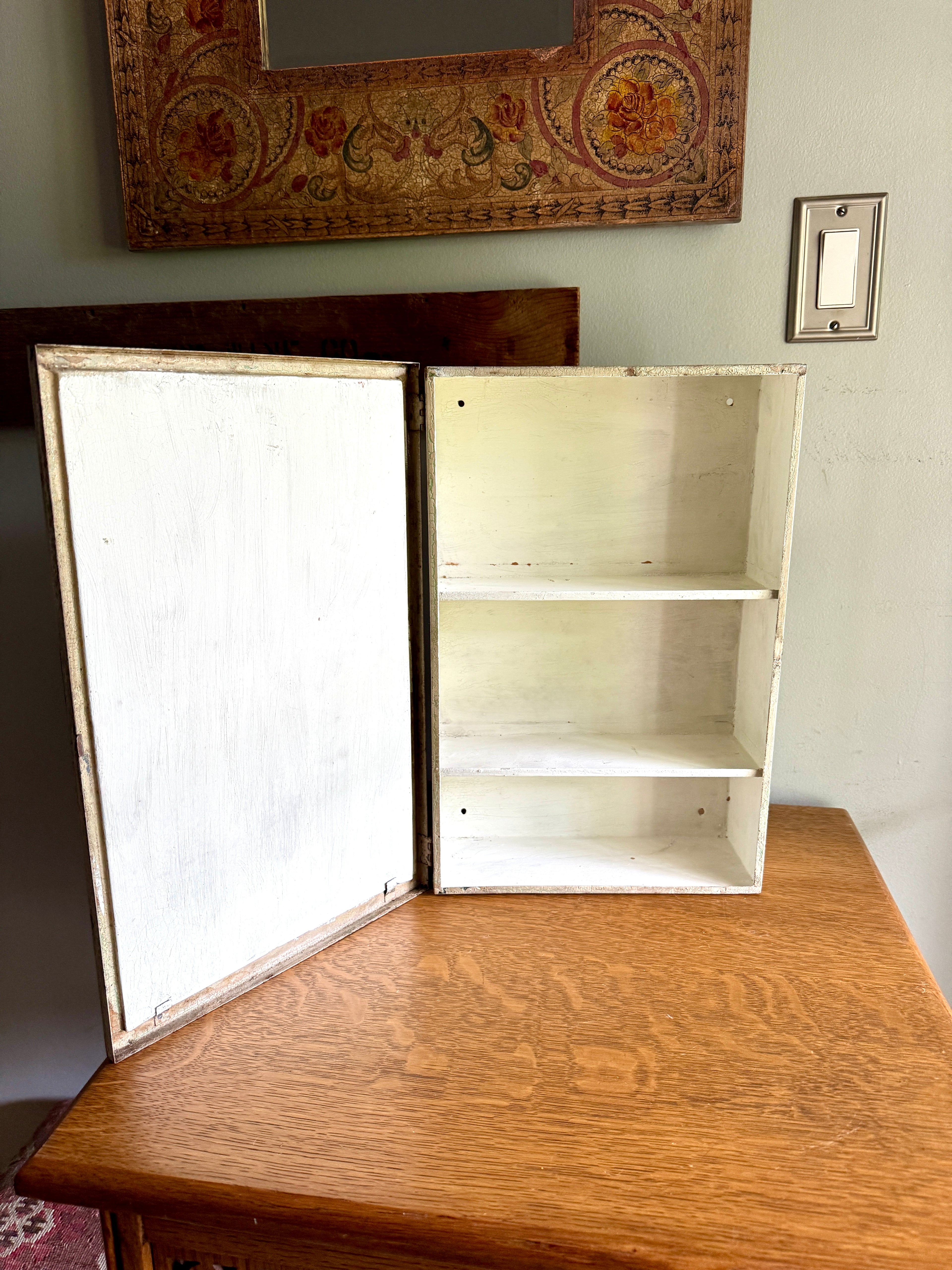 Vintage Distressed Metal Medicine Wall Cabinet ~ Small Rustic Wall Cabinet