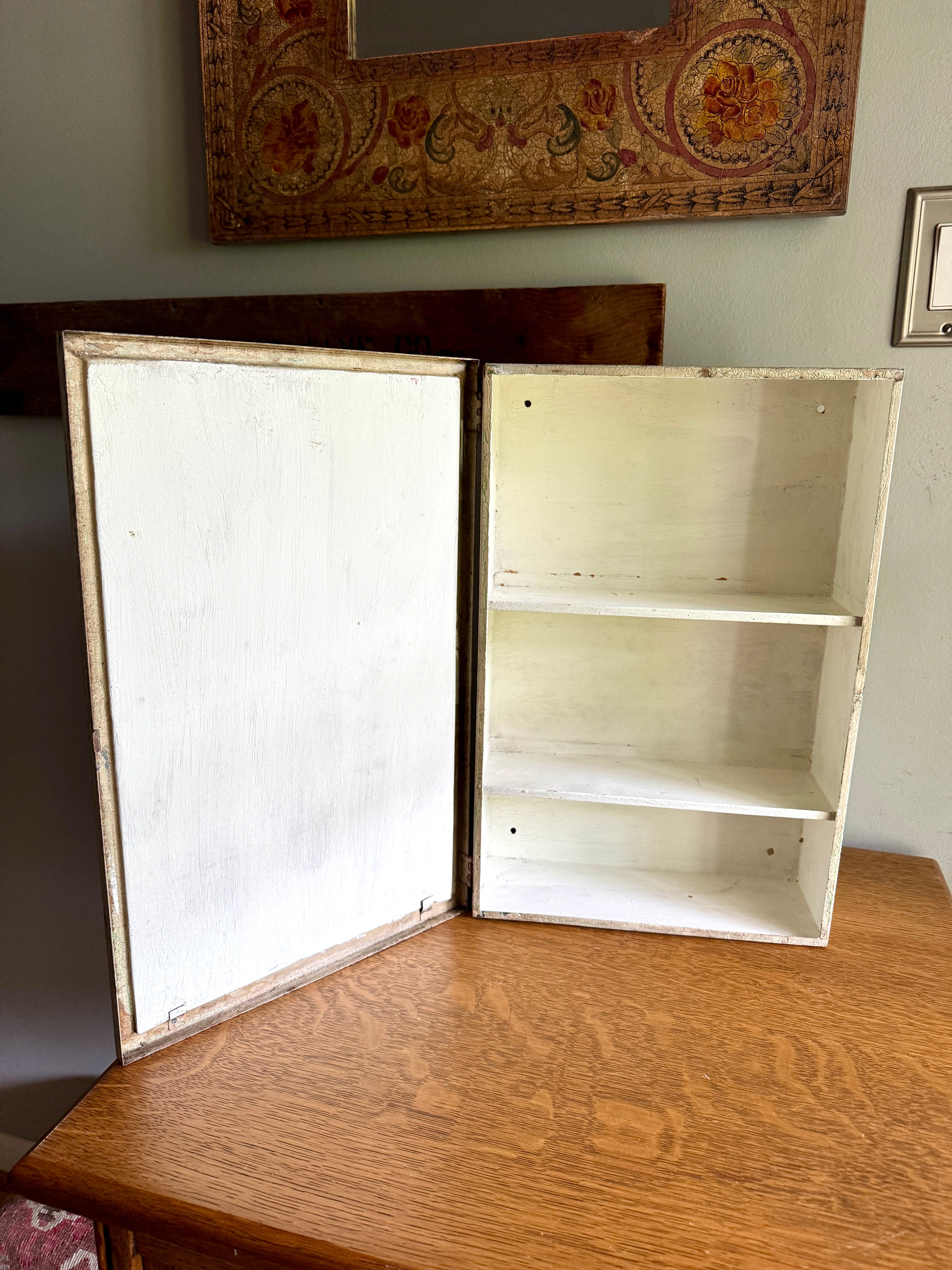 Vintage Distressed Metal Medicine Wall Cabinet ~ Small Rustic Wall Cabinet