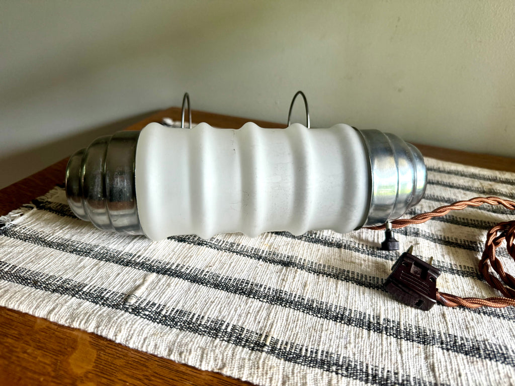 Art Deco Headboard Lamp | Aluminum and Glass Headboard Lamp | Art Deco Reading Lamp | In Bed Reading Lamp | Frosted Reading Lamp