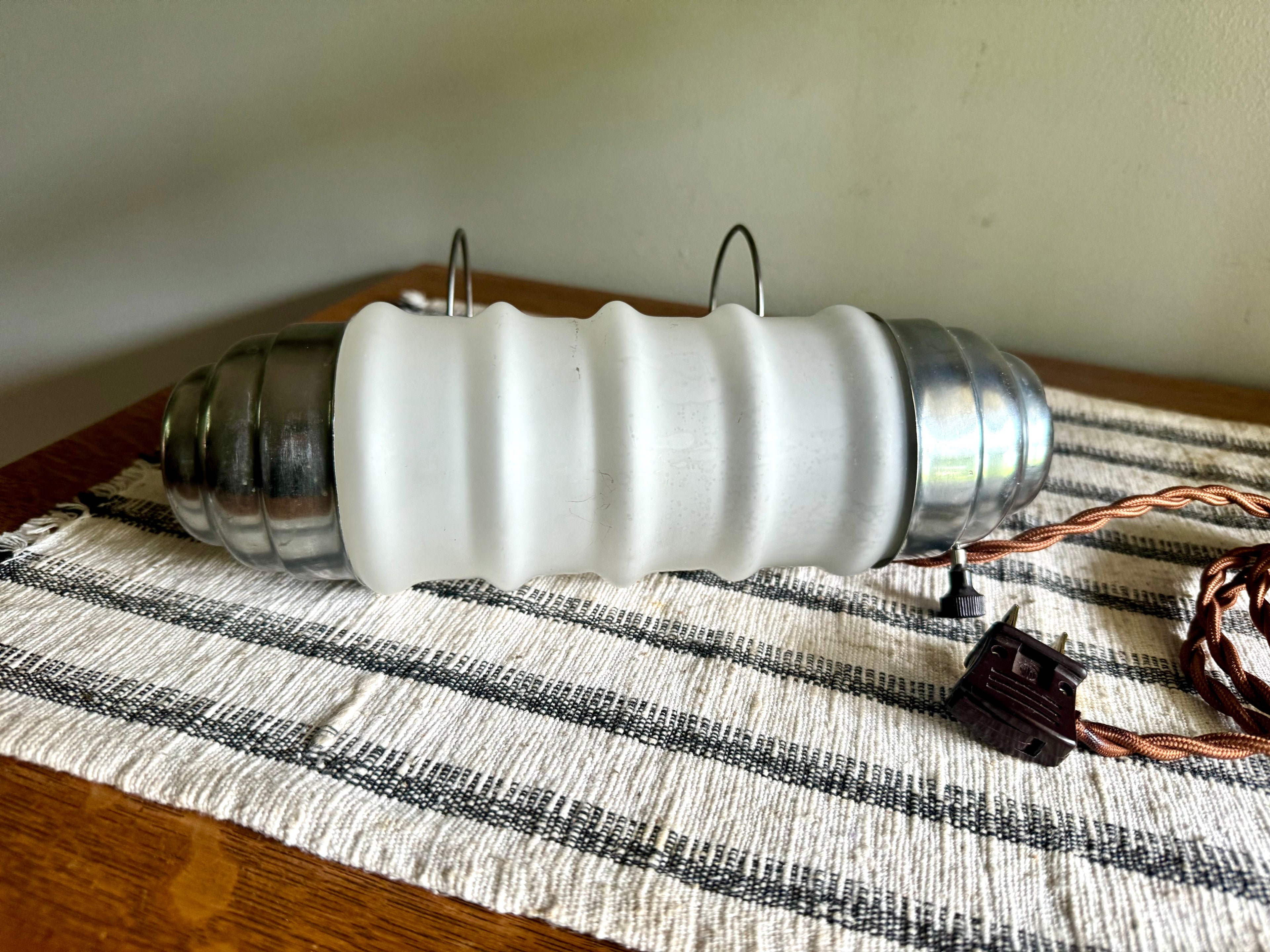 Art Deco Headboard Lamp | Aluminum and Glass Headboard Lamp | Art Deco Reading Lamp | In Bed Reading Lamp | Frosted Reading Lamp