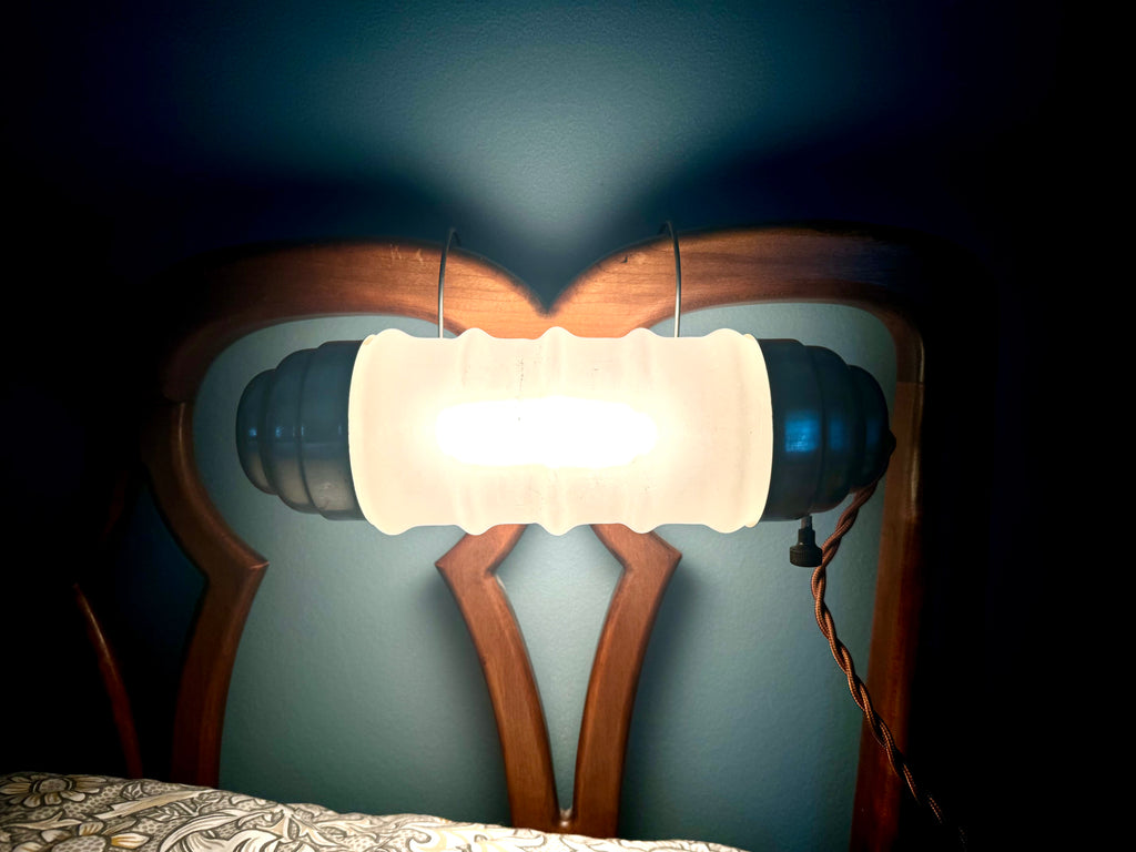 Art Deco Headboard Lamp | Aluminum and Glass Headboard Lamp | Art Deco Reading Lamp | In Bed Reading Lamp | Frosted Reading Lamp