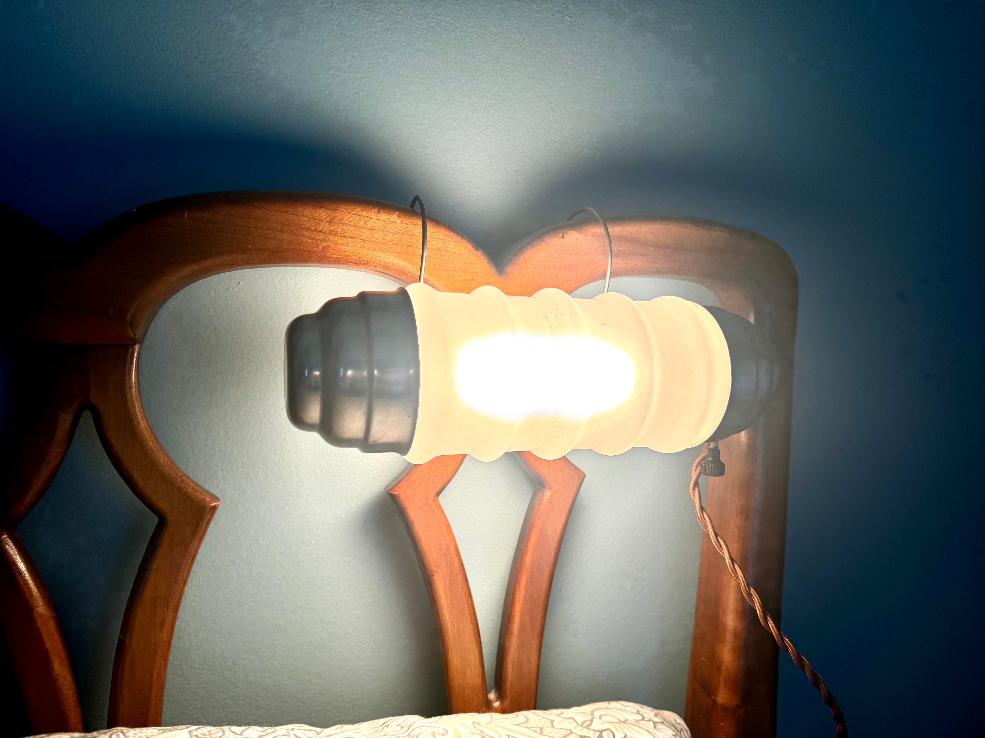 Art Deco Headboard Lamp | Aluminum and Glass Headboard Lamp | Art Deco Reading Lamp | In Bed Reading Lamp | Frosted Reading Lamp