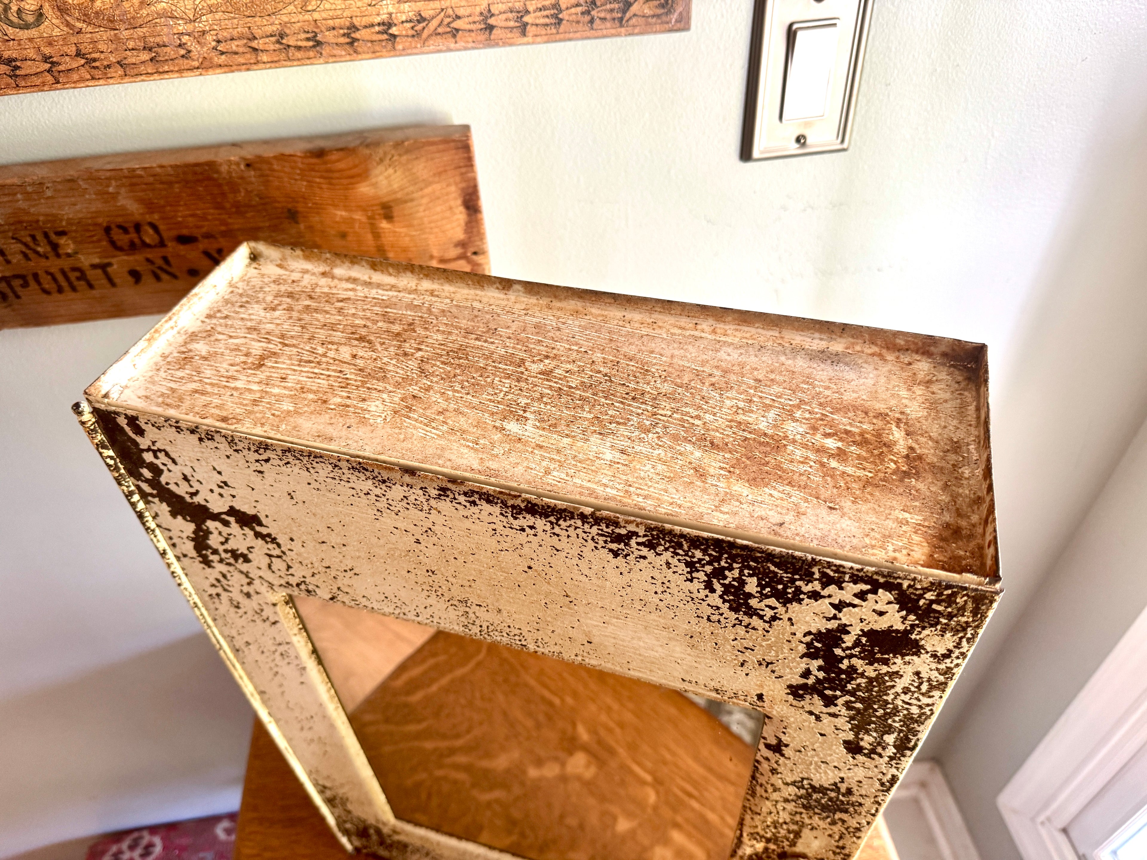 Distressed Painted Metal Mirror Medicine Cabinet ~ Rustic Metal Mirror Wall Cabinet