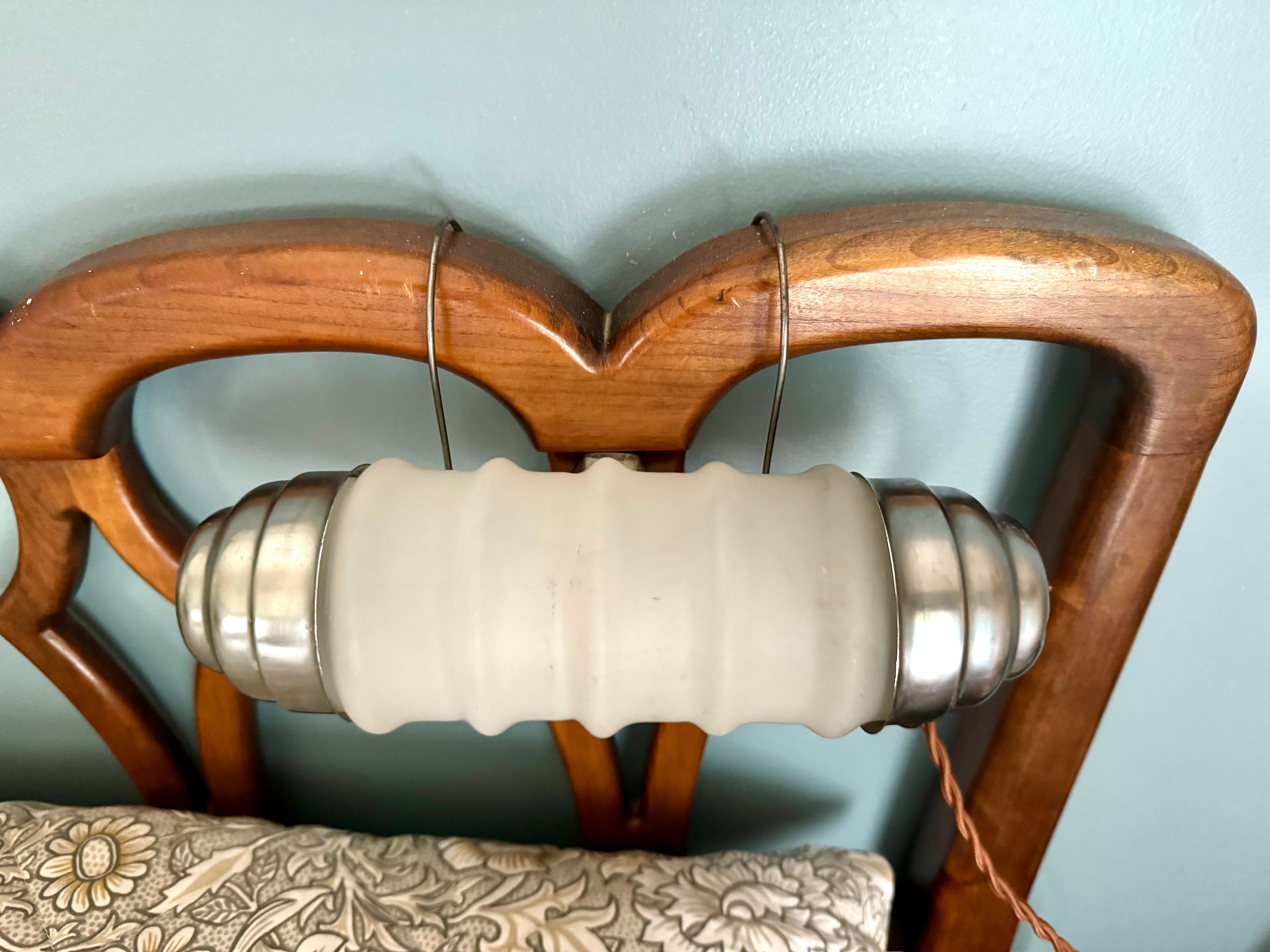 Art Deco Headboard Lamp | Aluminum and Glass Headboard Lamp | Art Deco Reading Lamp | In Bed Reading Lamp | Frosted Reading Lamp