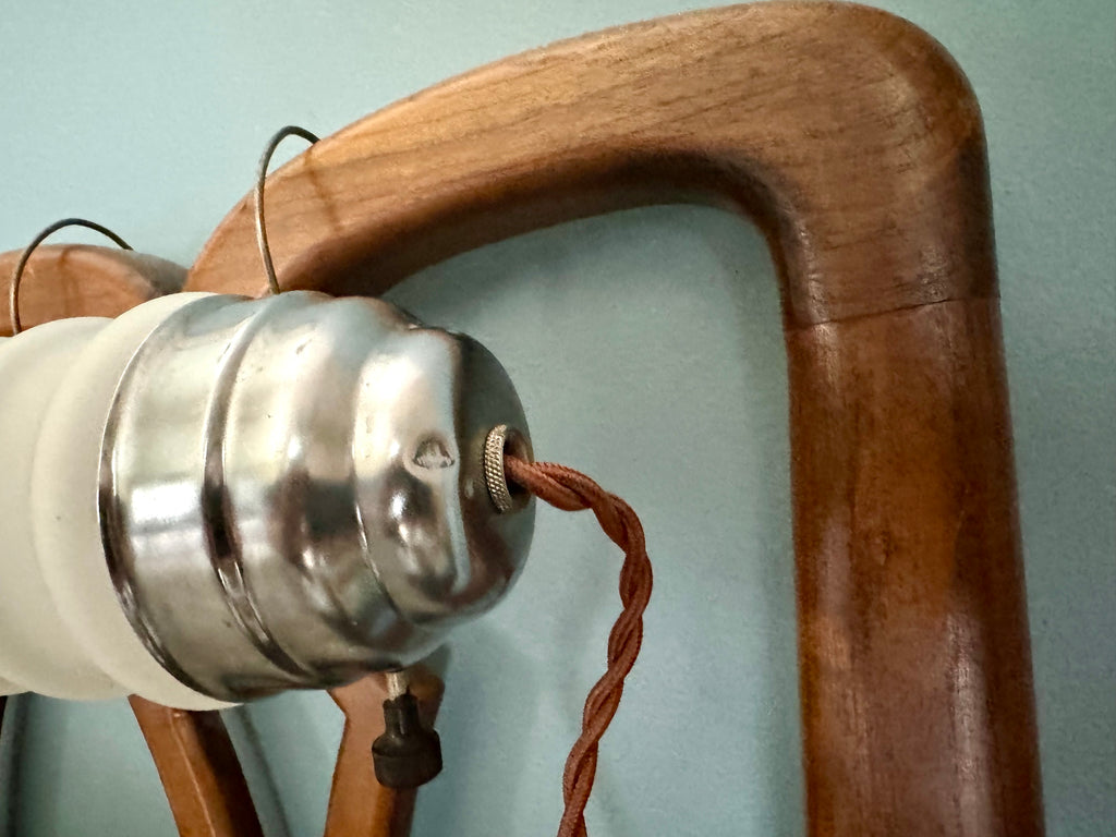 Art Deco Headboard Lamp | Aluminum and Glass Headboard Lamp | Art Deco Reading Lamp | In Bed Reading Lamp | Frosted Reading Lamp