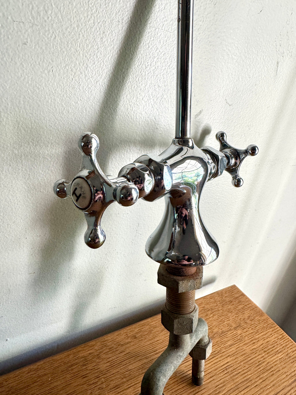 1930's Crane Chrome Gooseneck Faucet ~ Antique Crane Ceramic Button Faucet