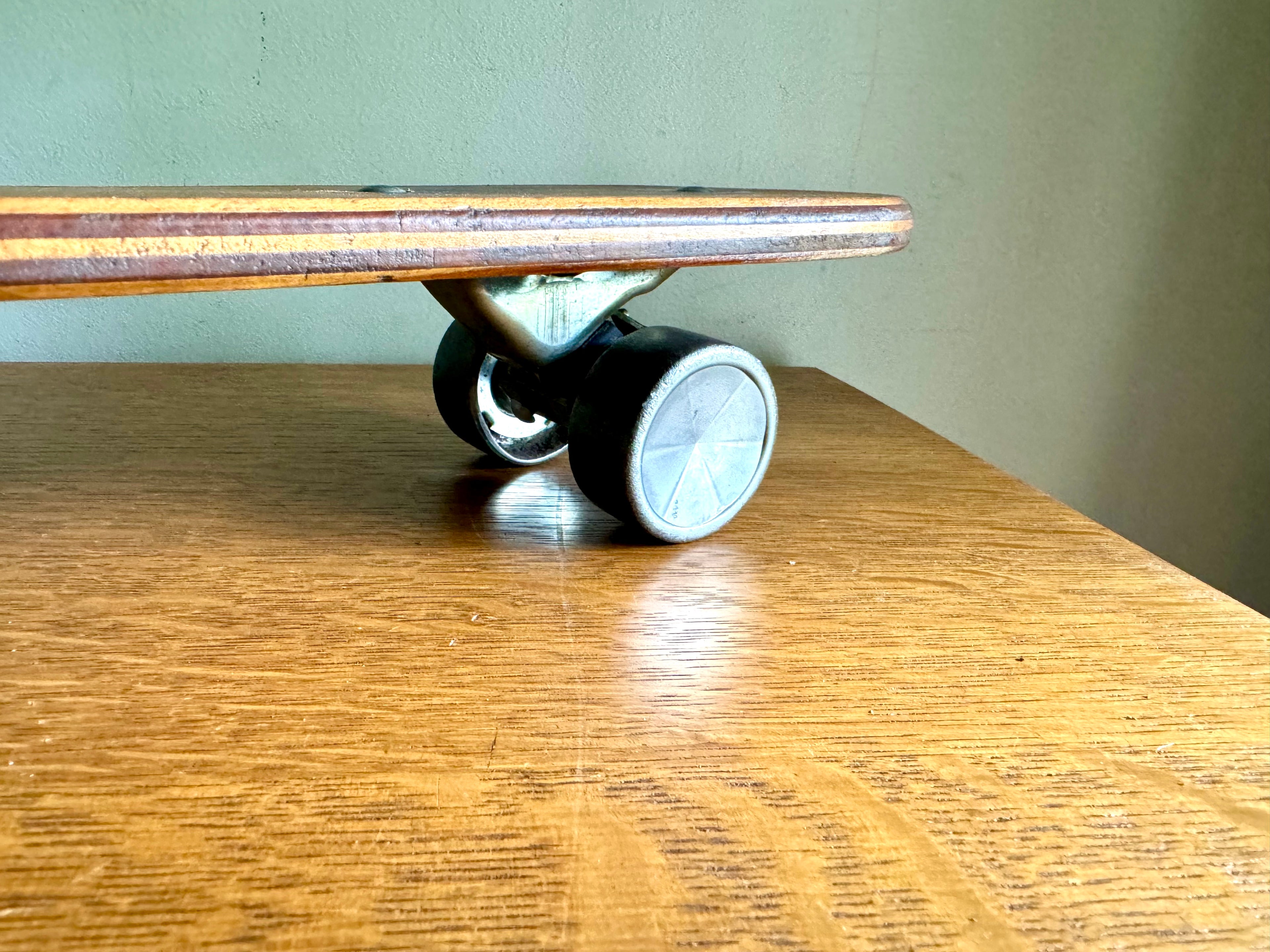 Vintage Zipees Coffin Shaped Wooden Skateboard | Zipees Sidewalk Surfboard | Wood Skateboard With Metal Wheels | Vintage Wood Skateboard