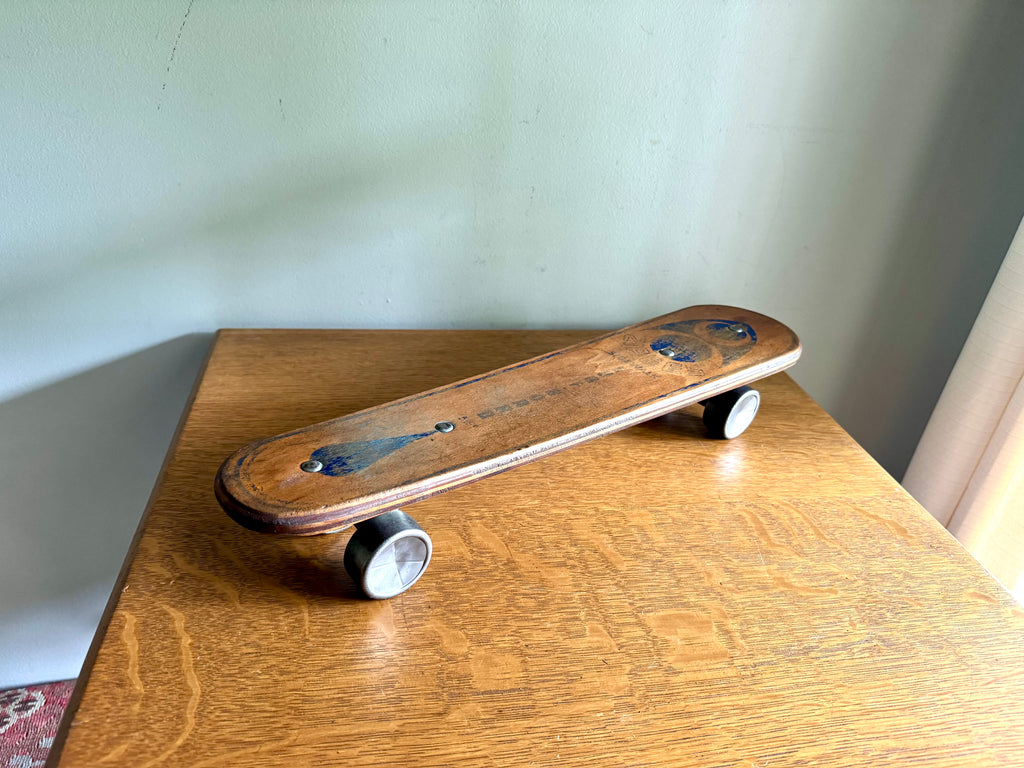 Vintage Zipees Coffin Shaped Wooden Skateboard | Zipees Sidewalk Surfboard | Wood Skateboard With Metal Wheels | Vintage Wood Skateboard