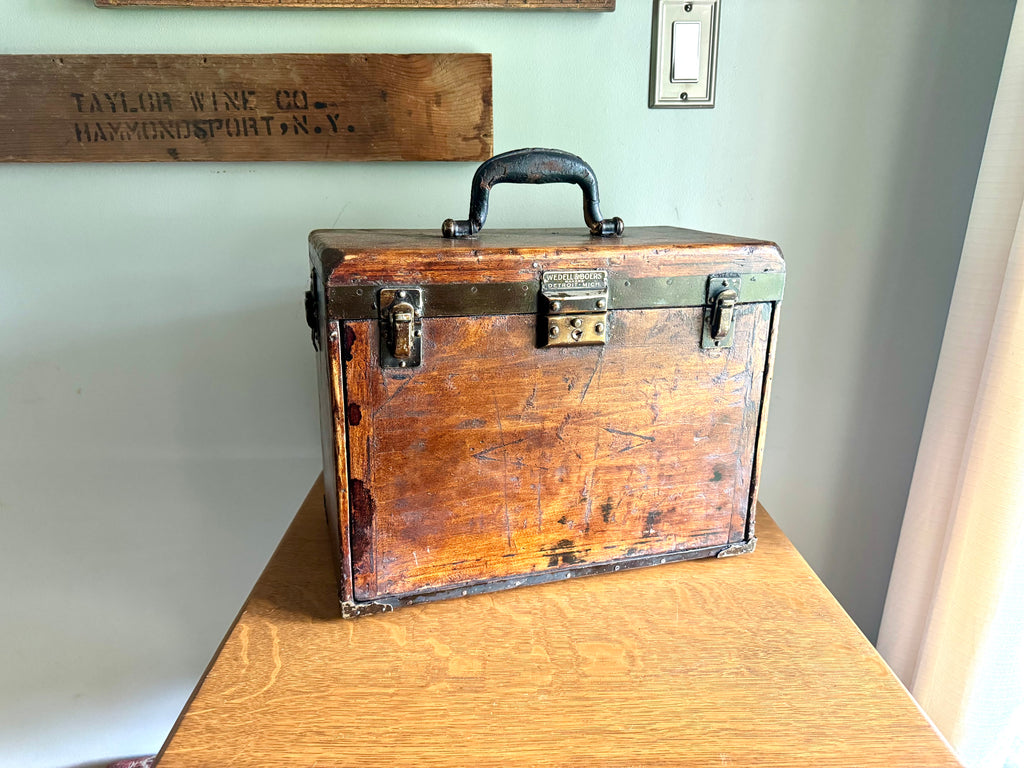Wedell & Boers Machinist Tool Chest | Antique Wooden Tool Chest | Oak Journeyman Chest | 7 Drawer Wood Toolbox | Wood Toolbox