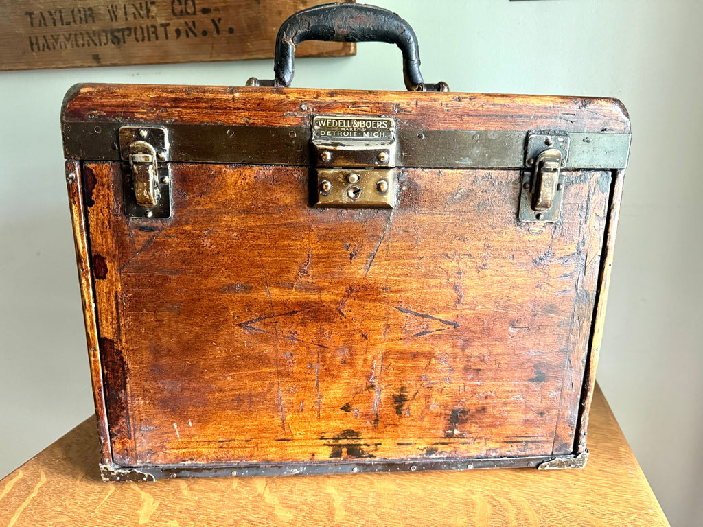 Wedell & Boers Machinist Tool Chest | Antique Wooden Tool Chest | Oak Journeyman Chest | 7 Drawer Wood Toolbox | Wood Toolbox