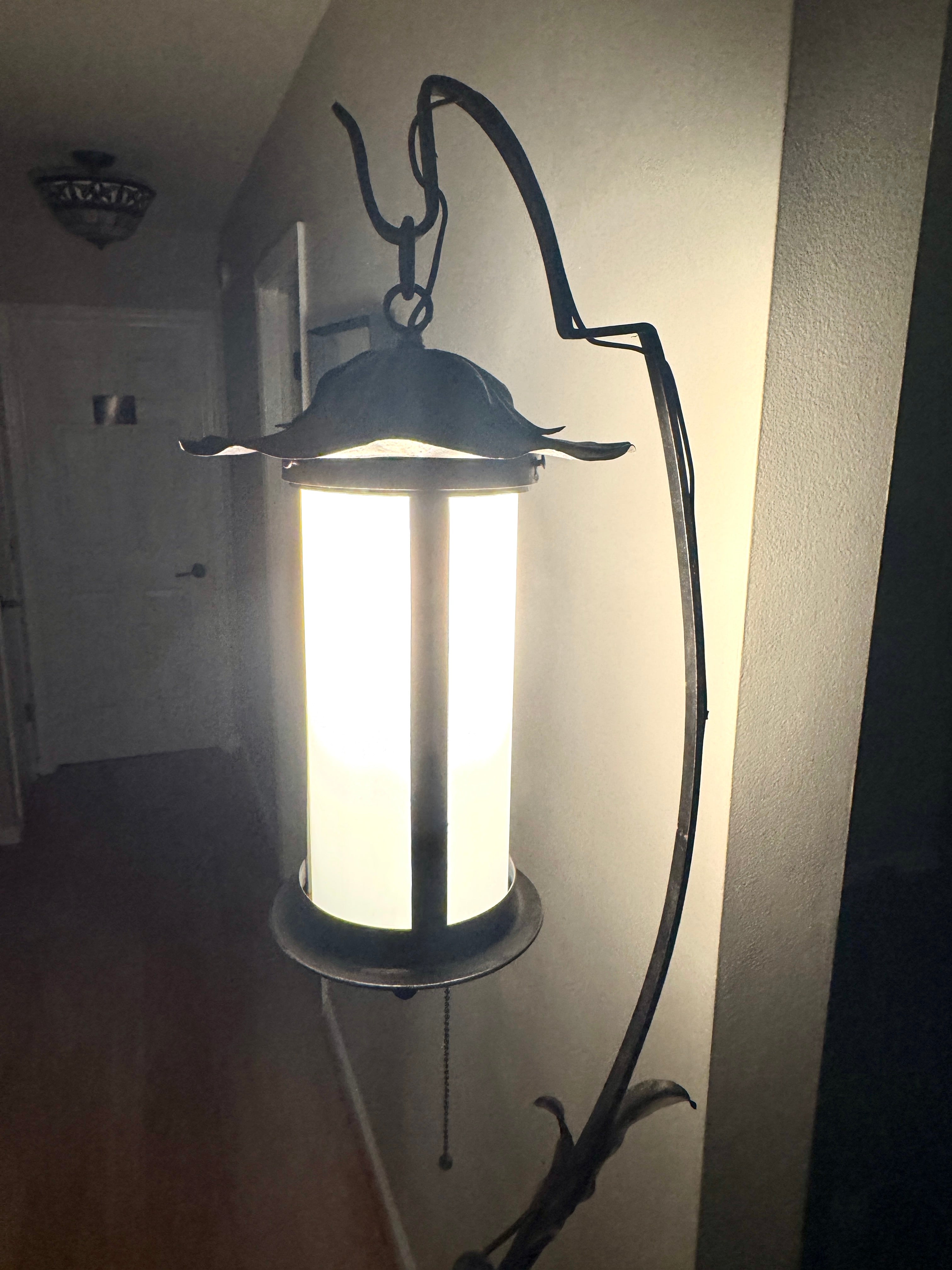 Early 1900's Wrought Iron Spanish Revival Style Floor Lamp ~ Tudor Revival Distressed Metal Floor Lamp