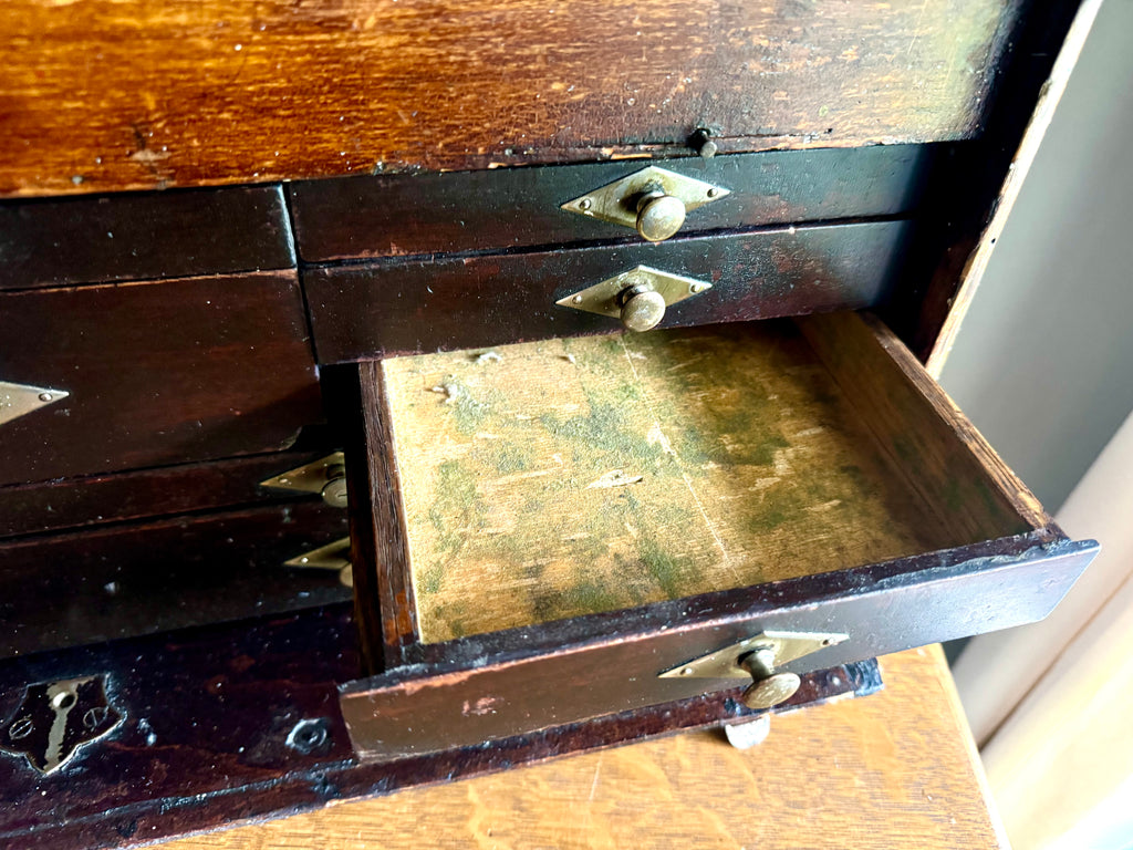 Wedell & Boers Machinist Tool Chest | Antique Wooden Tool Chest | Oak Journeyman Chest | 7 Drawer Wood Toolbox | Wood Toolbox