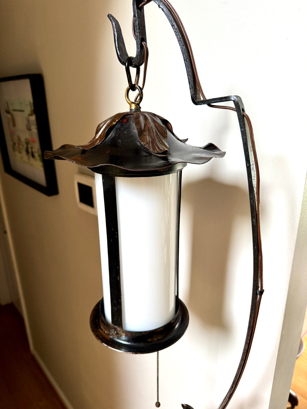 Early 1900's Wrought Iron Spanish Revival Style Floor Lamp ~ Tudor Revival Distressed Metal Floor Lamp
