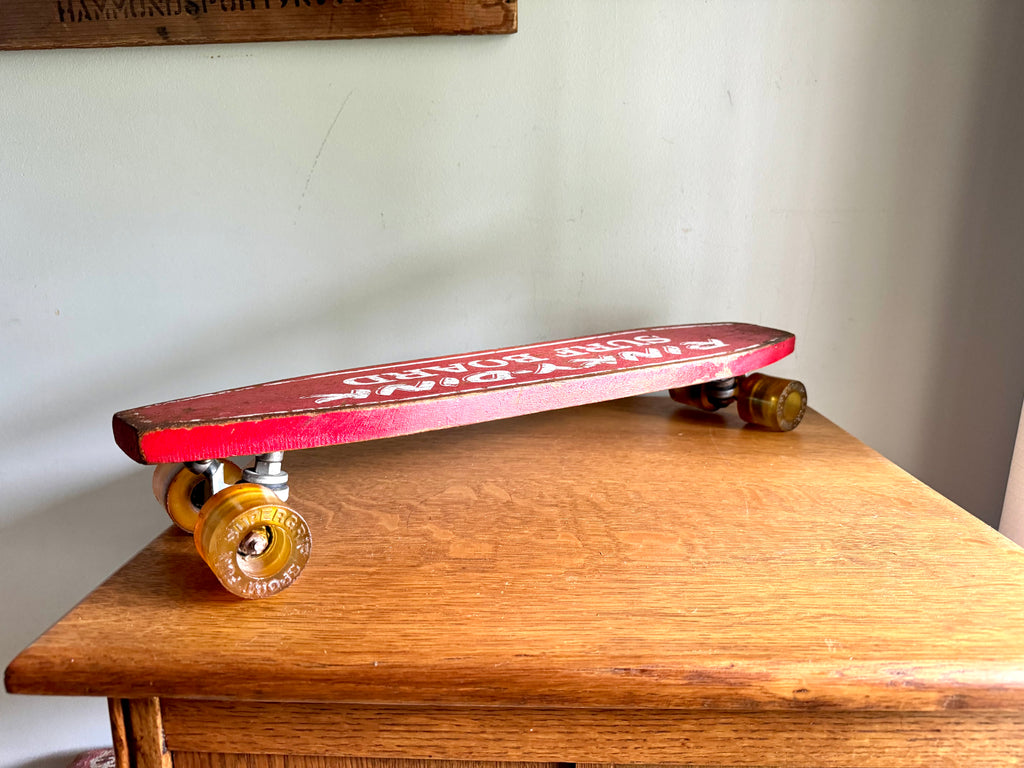 Vintage Rinky-Dink Surf Board | 1960's Skateboard | Super Grip Sport Fun Wheels  | Red Rinky-Dink 24" Skateboard