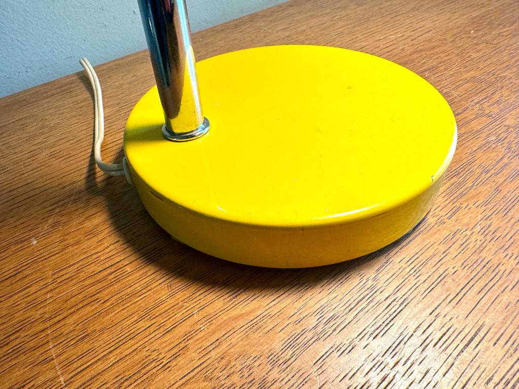 Vintage Yellow Metal Gooseneck Desk Lamp | Tenon Design MCM Gooseneck Desk Lamp