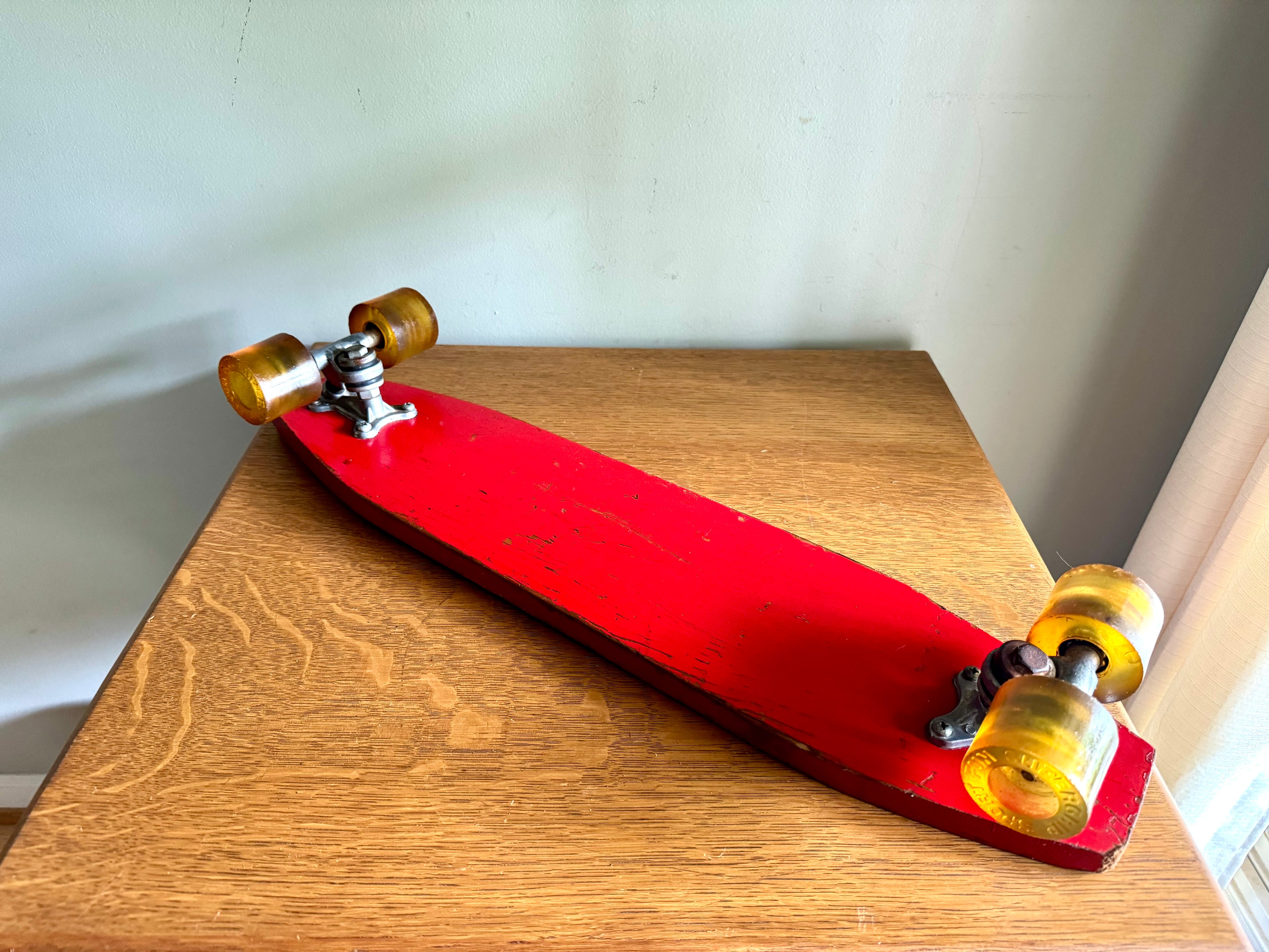 Vintage Rinky-Dink Surf Board | 1960's Skateboard | Super Grip Sport Fun Wheels  | Red Rinky-Dink 24" Skateboard