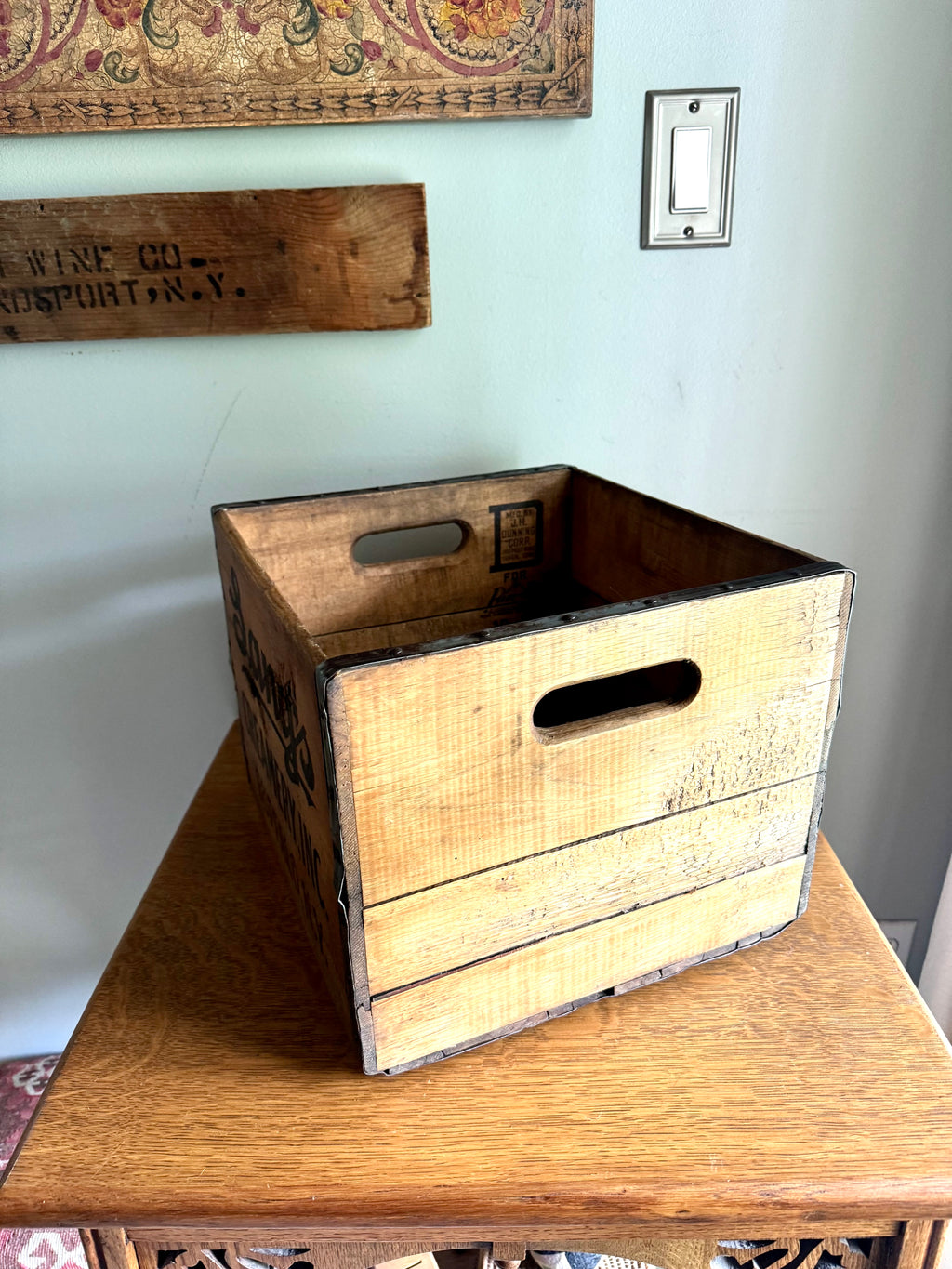 1950's Lang's Creamery Inc. Milk Crate | Buffalo NY Milk Crate| Lang's Creamery Milk Bottle Crate | Rustic Storage| J.H. Dunning Milk Crate